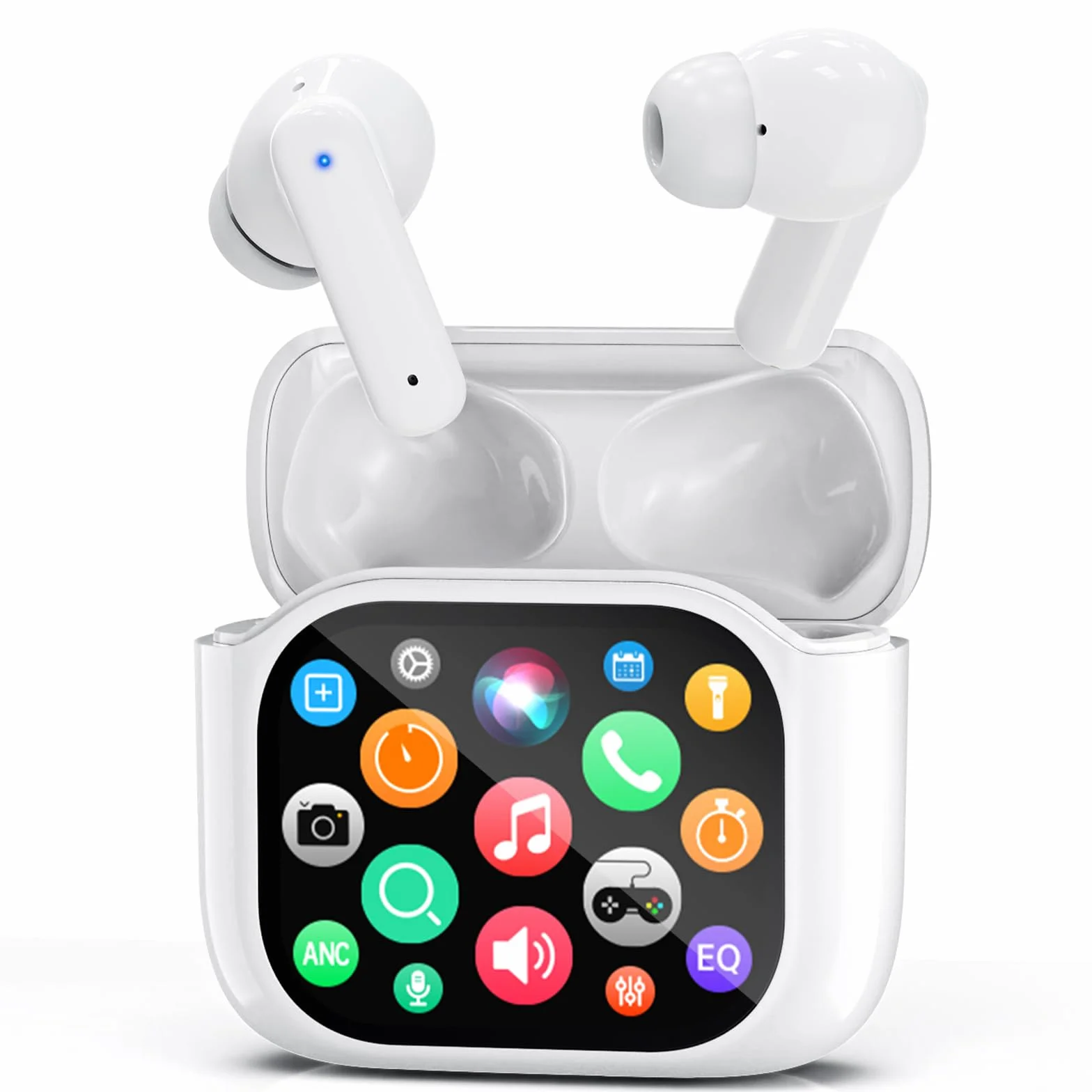 AI Cuffie Traduzione Simultanea Vocale：3-in-1 Bluetooth Auricolari Traduttore LCD Touch 156 Lingue - 7 EQ Asistente de IA e Telecomando per Foto – Isolamento Rumore In-Ear per Viaggi Studio Business