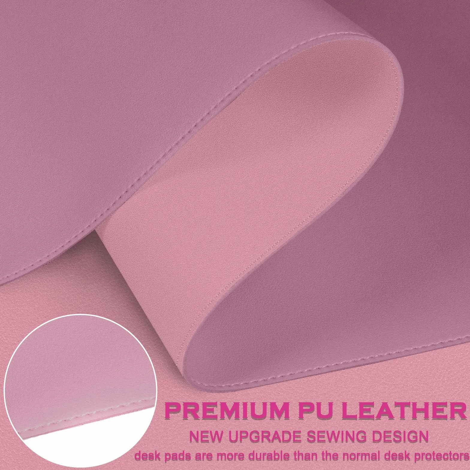 BLESWIN Tappetino da scrivania a doppia faccia grande impermeabile 60x35cm Viola+rosa