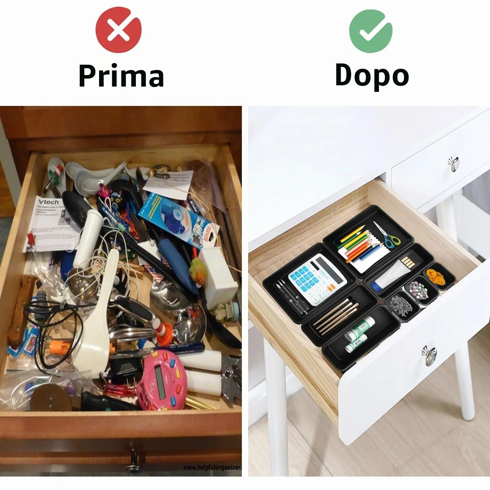 Organizer Cassetti Bagno 8 Pezzi, Divisori Contenitori in Plastica per Trucchi Stoviglie Cancelleria