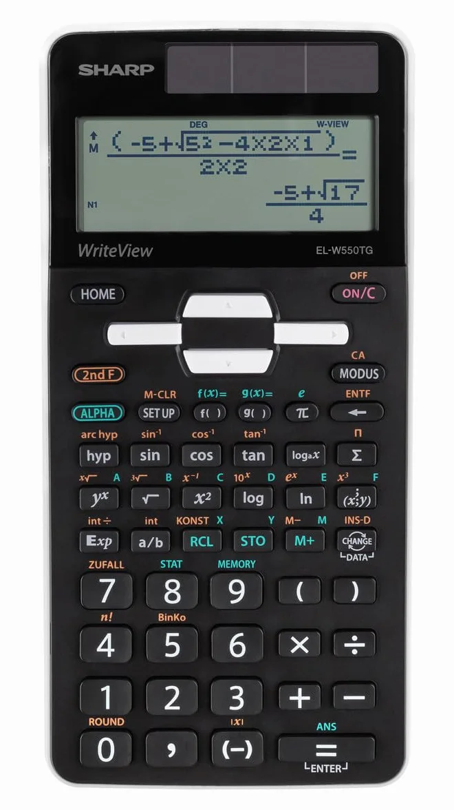 SHARP EL-W550TG Calcolatrice scolastica scientifica (D.A.L., Solare, WriteView) Nero