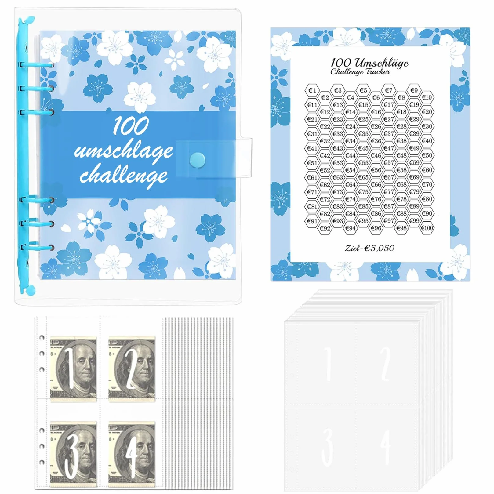 HAIYUU A5 Risparmio Soldi Buste Budget Planner 100 Envelope Saving Challenge