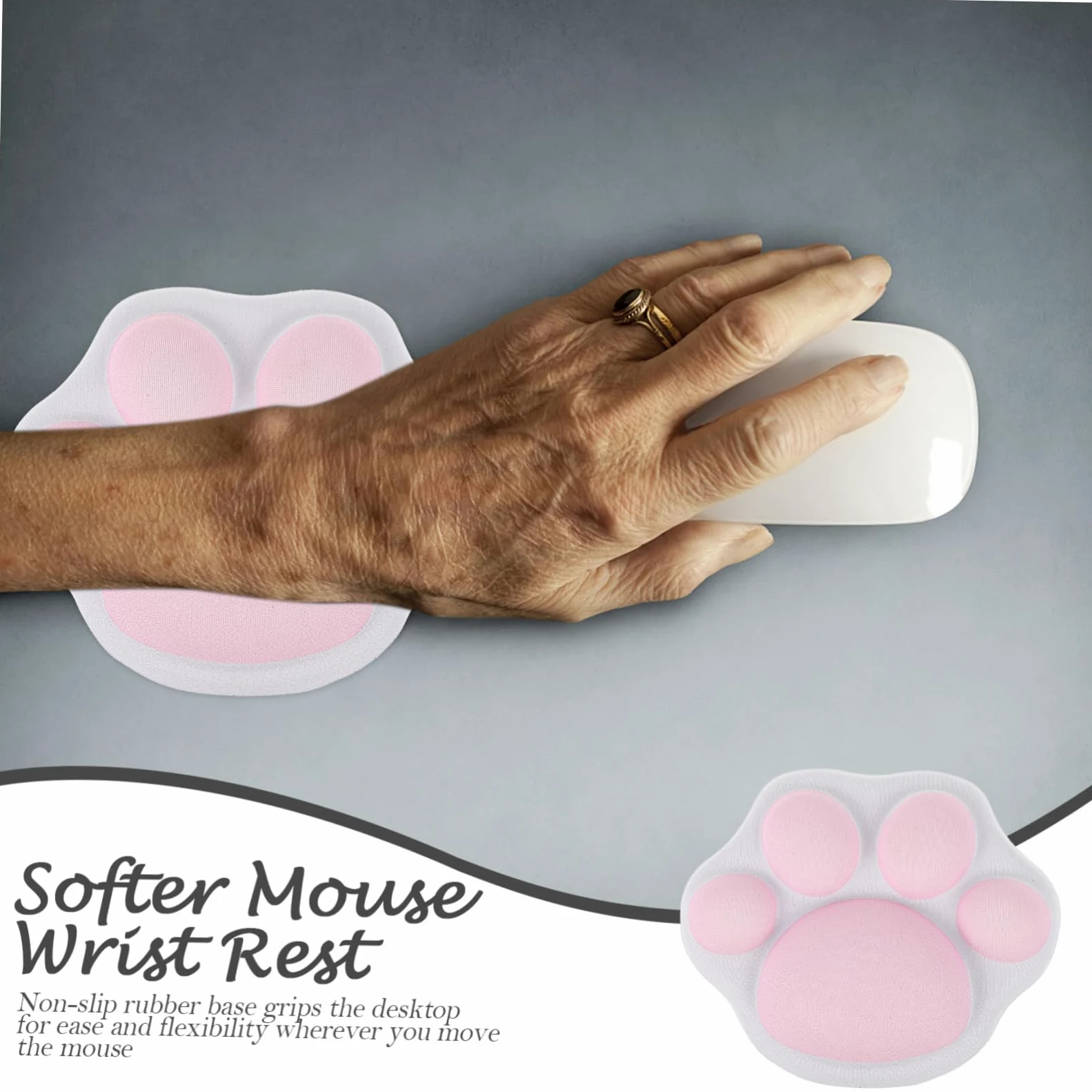 NUOBESTY 3pezzi Poggiapolsi Per Mouse Silicone Morbido Forma Di Zampa Di Gatto Design Antiscivolo Per Ufficio e Home Office Carino Per Donne e Amanti Degli Animali