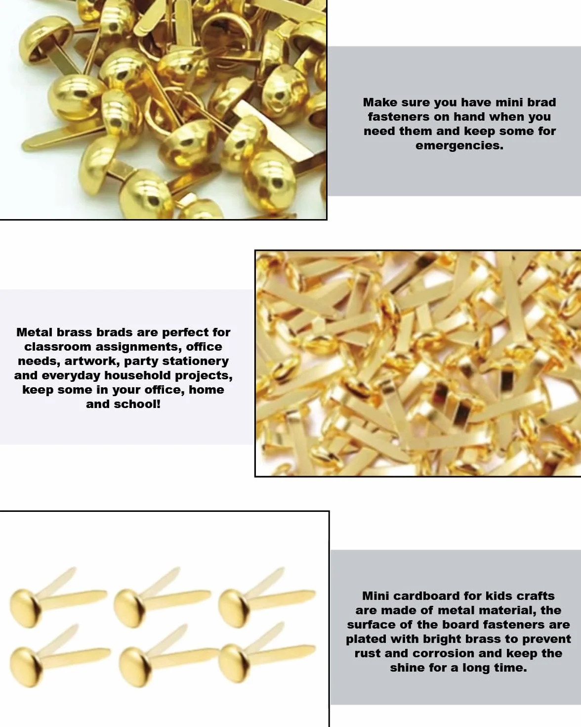 200 Pezzi Fermacampioni Piccoli in Metallo Rotondi per Scrapbooking Oro