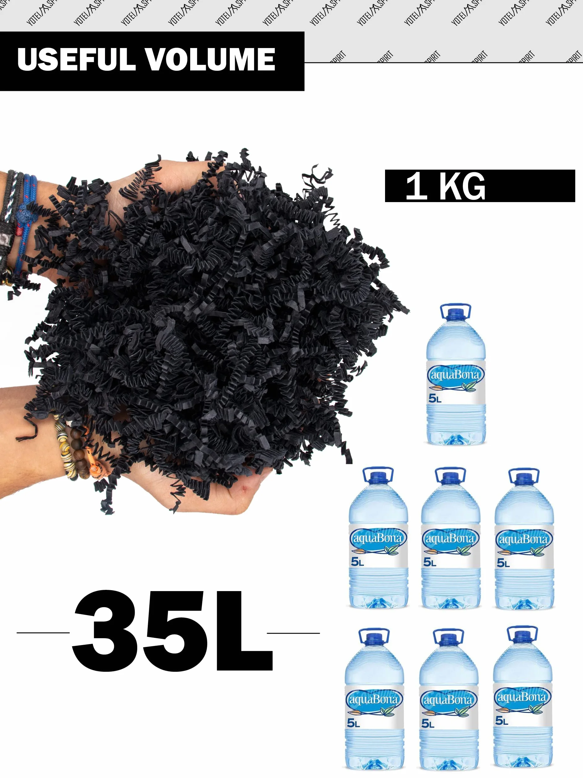 1kg Paglia Nera per Confezioni - Paglia per Cesti, Regalo, Scatole e Confezioni - Trucioli per Imballaggio (Nero, 1kg)