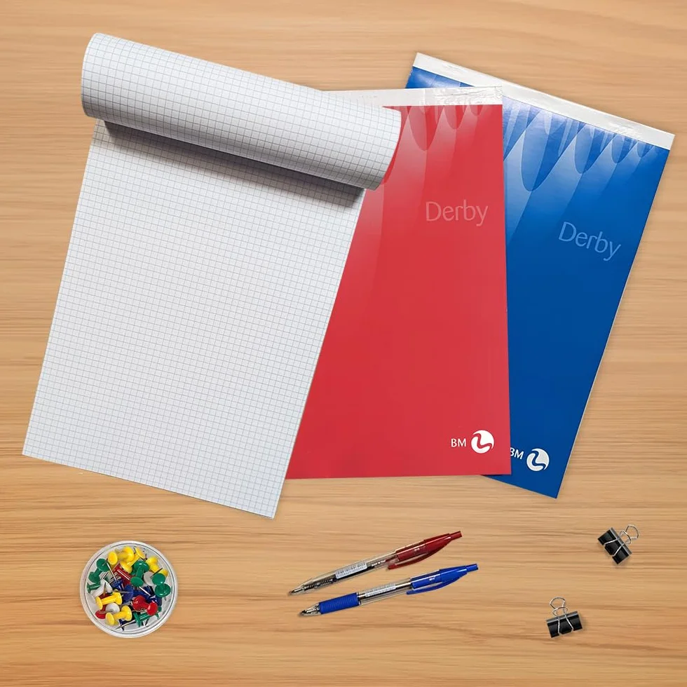 BM BeMore Blocco Notes Punto Metallico A4 Rigatura 5mm Quadretti 60g/mq Confezione da 10 Pezzi