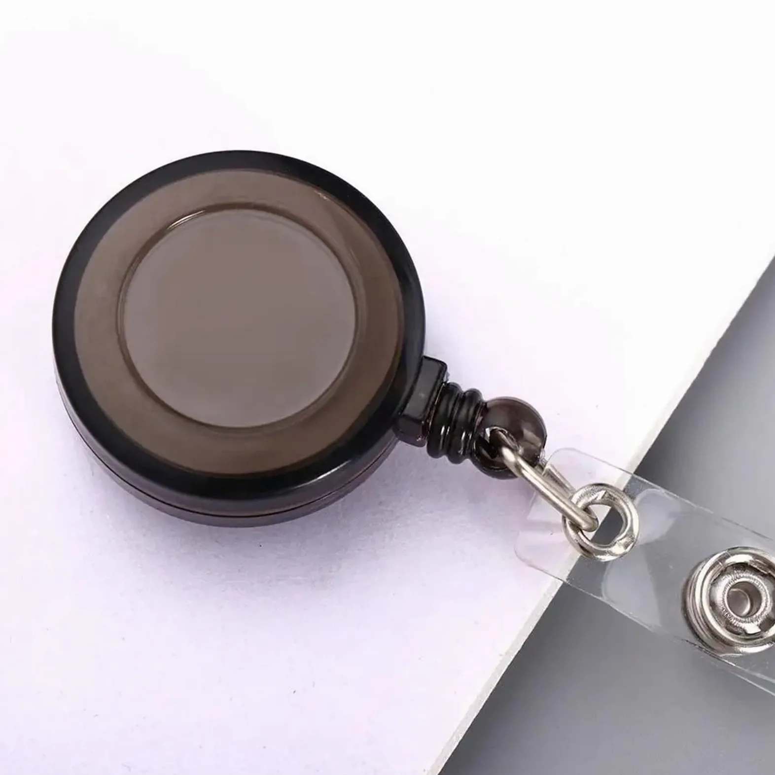 10 porta badge retrattili in plastica trasparente, con clip elastica, per studenti, carte di credito (blu)
