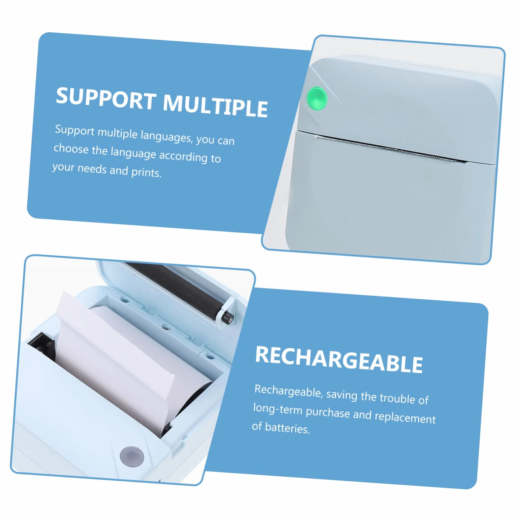 Veemoon Stampante Termica Portatile Etichettatrice Wireless Abs Ricaricabile per Ufficio Casa Studenti, Stampa Etichette Codici a Barre Foto Testo Grafica, Compatibile Smartphone, Colore