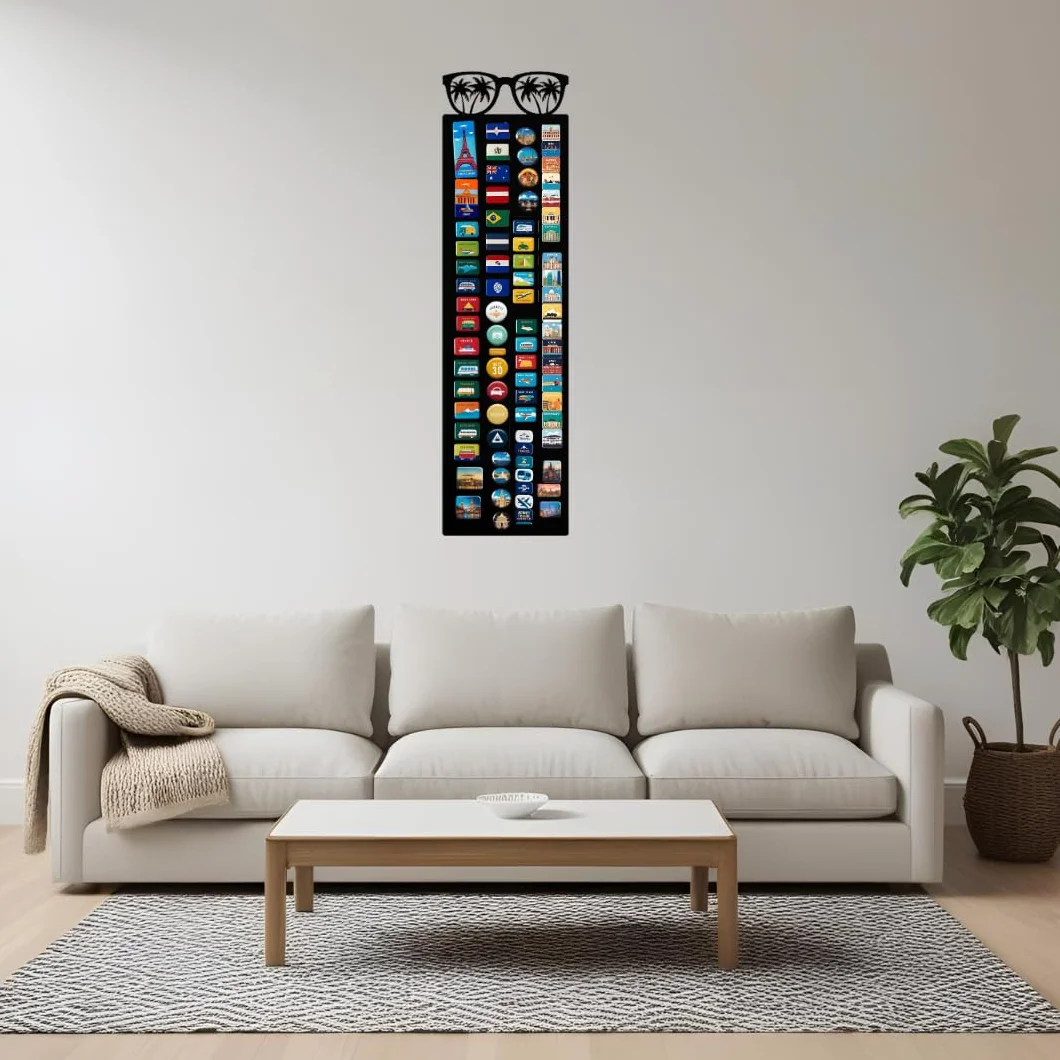 Lavagna Magnetica - Bacheca magnetica con motivo macchie sugli occhiali - Ideale per magneti e appunti - Lavagna scrivibile - incl. kit di montaggio - 80x21 cm - Nero