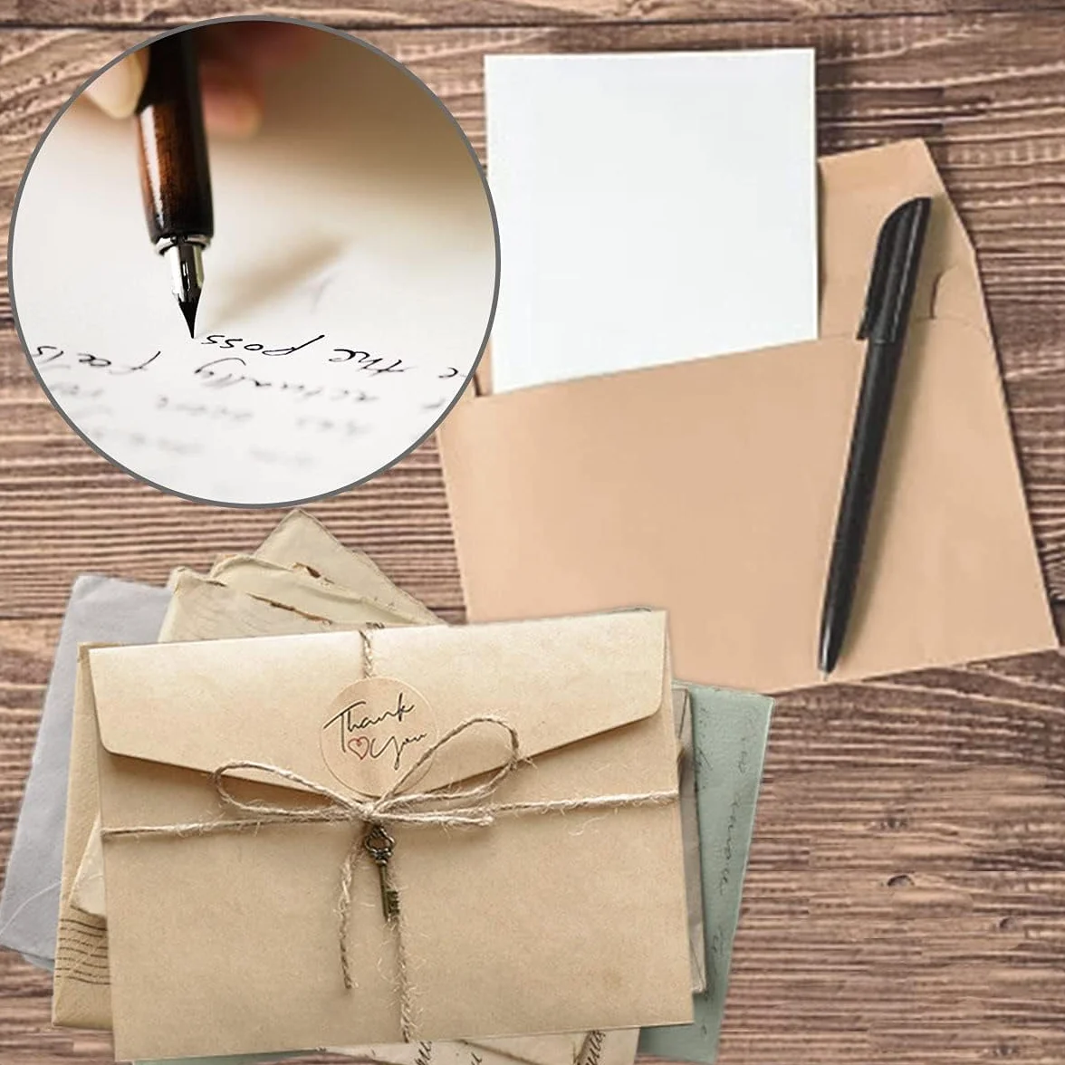 Set di carta kraft vintage 6 buste carta da lettere a righe inviti nozze biglietti auguri