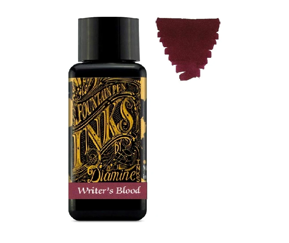 Diamine - Inchiostro per penna stilografica da 30 ml - Ruota dei colori - 6 flaconi - Writers Blood, Cool Green, Misty Blue, Seppia, Flamingo Pink, Damson