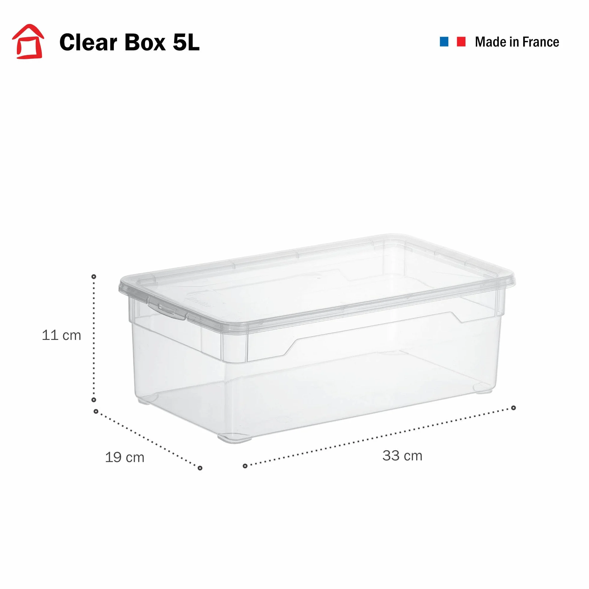 SUNDIS Clear Box, set di 10 scatole portaoggetti 5l, con coperchio, plastica trasparente, impilabile, ideale per le scarpe da donna