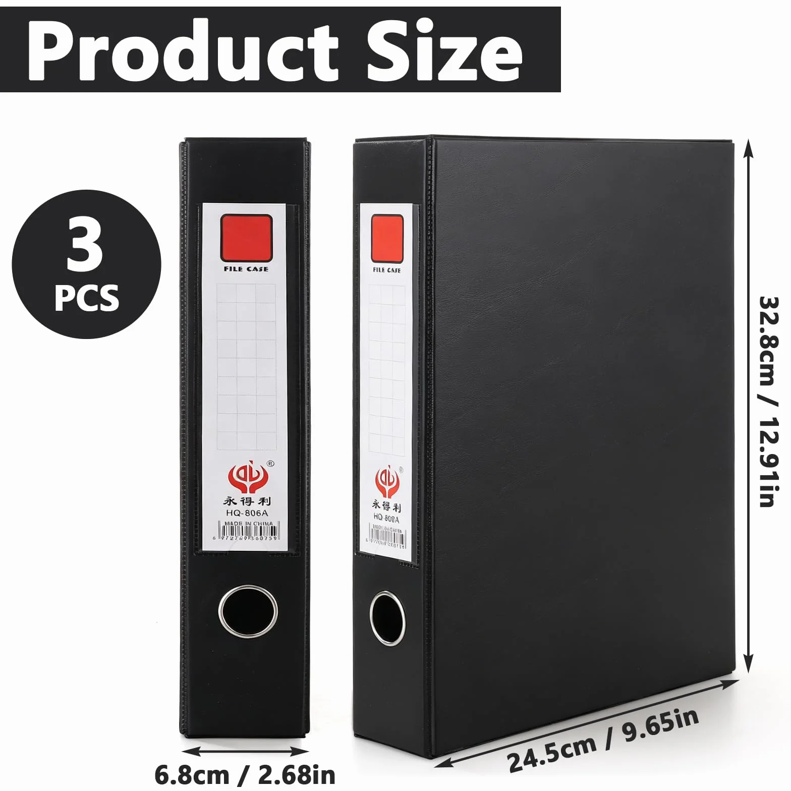 3PCS Black Box File A4, 328x245x68mm Dorso Magnetico Archivio Scatole | Scatole portadocumenti con coperchio e clip interna per documenti