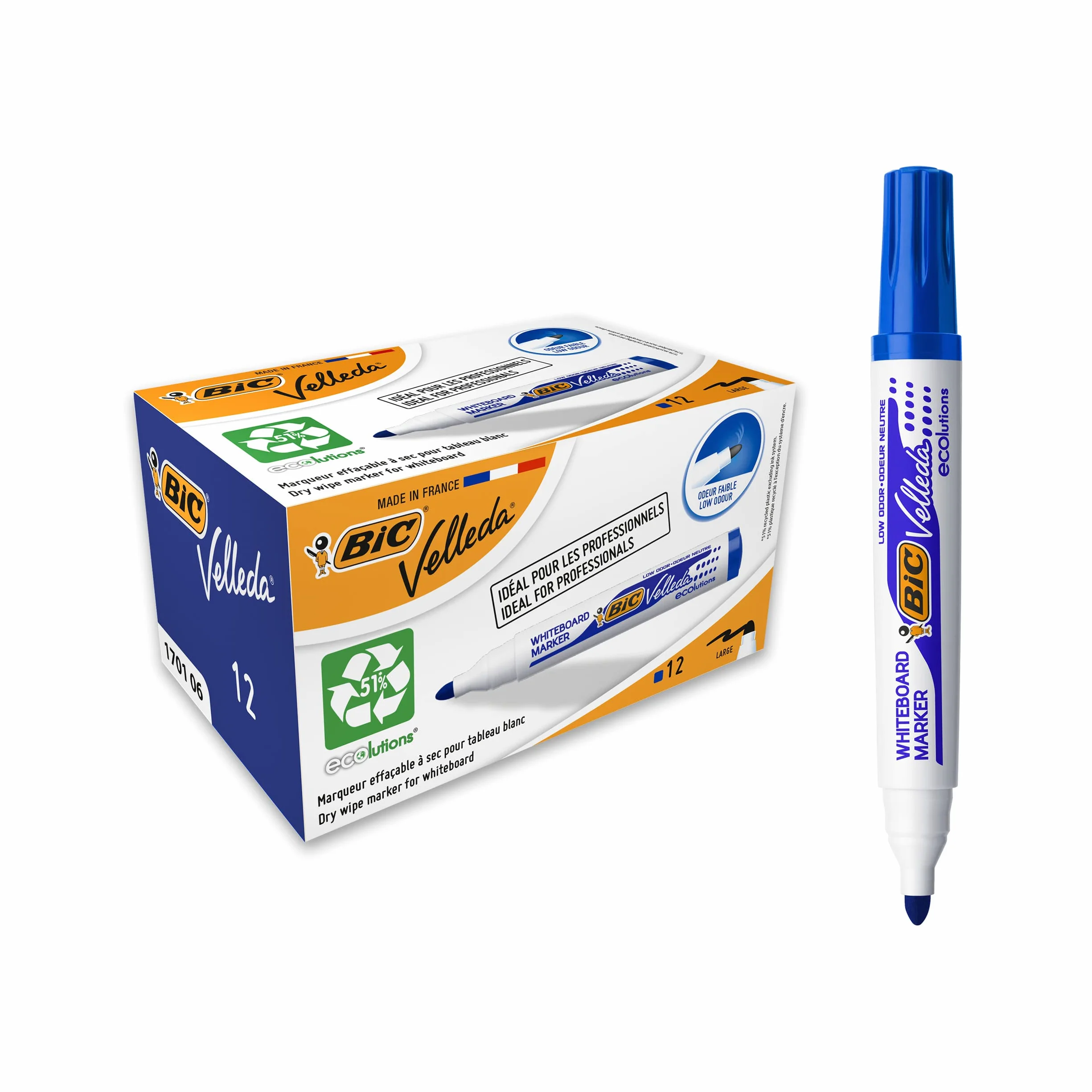 BIC Board Marker Bullet Tip 3, Whiteboard, 12 Pezzi