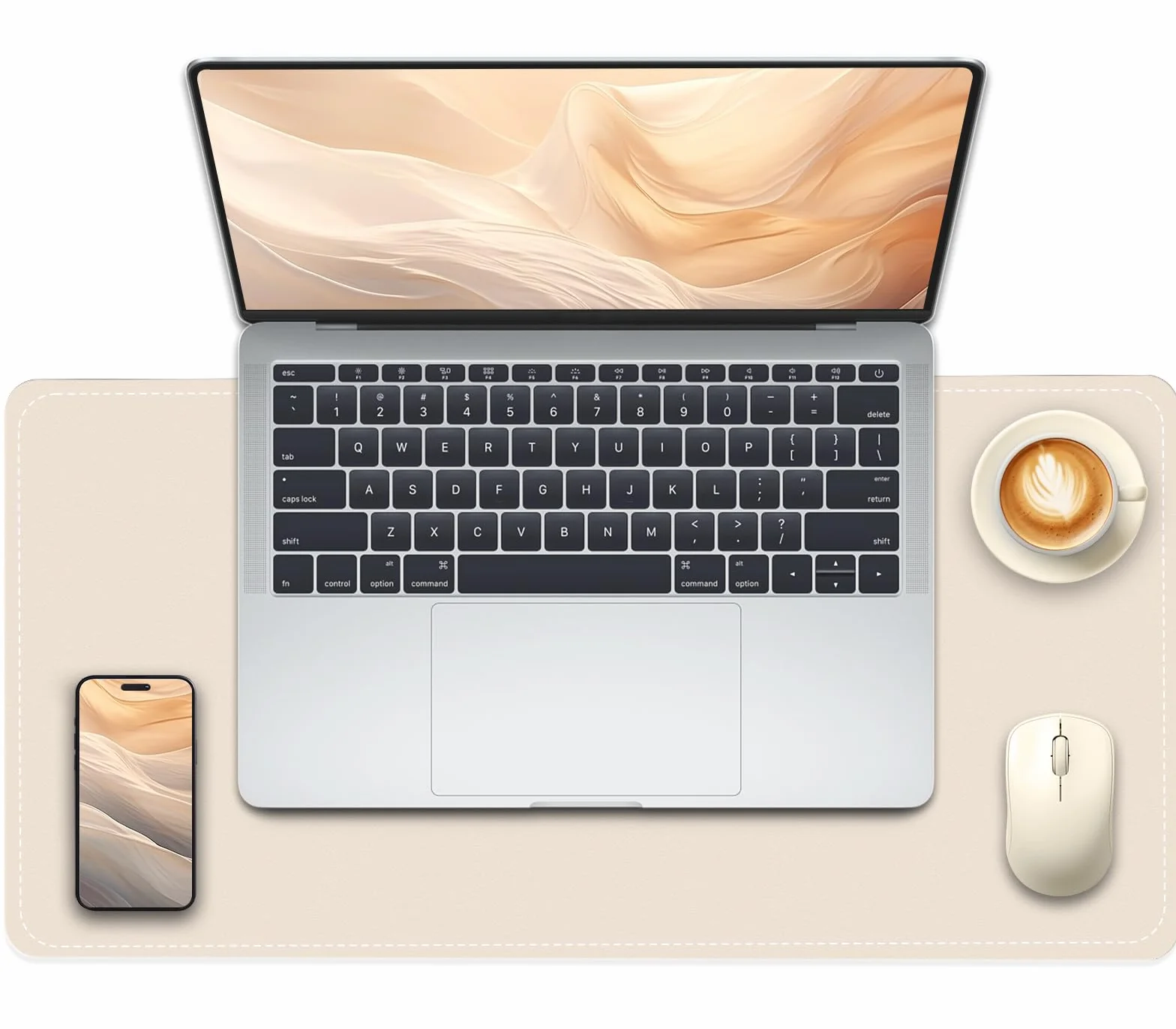 Tappetino da Scrivania in Pelle Pu con Scamosciata 60 x 35 CM per Laptop, Mouse e Tastiera (Albicocca)