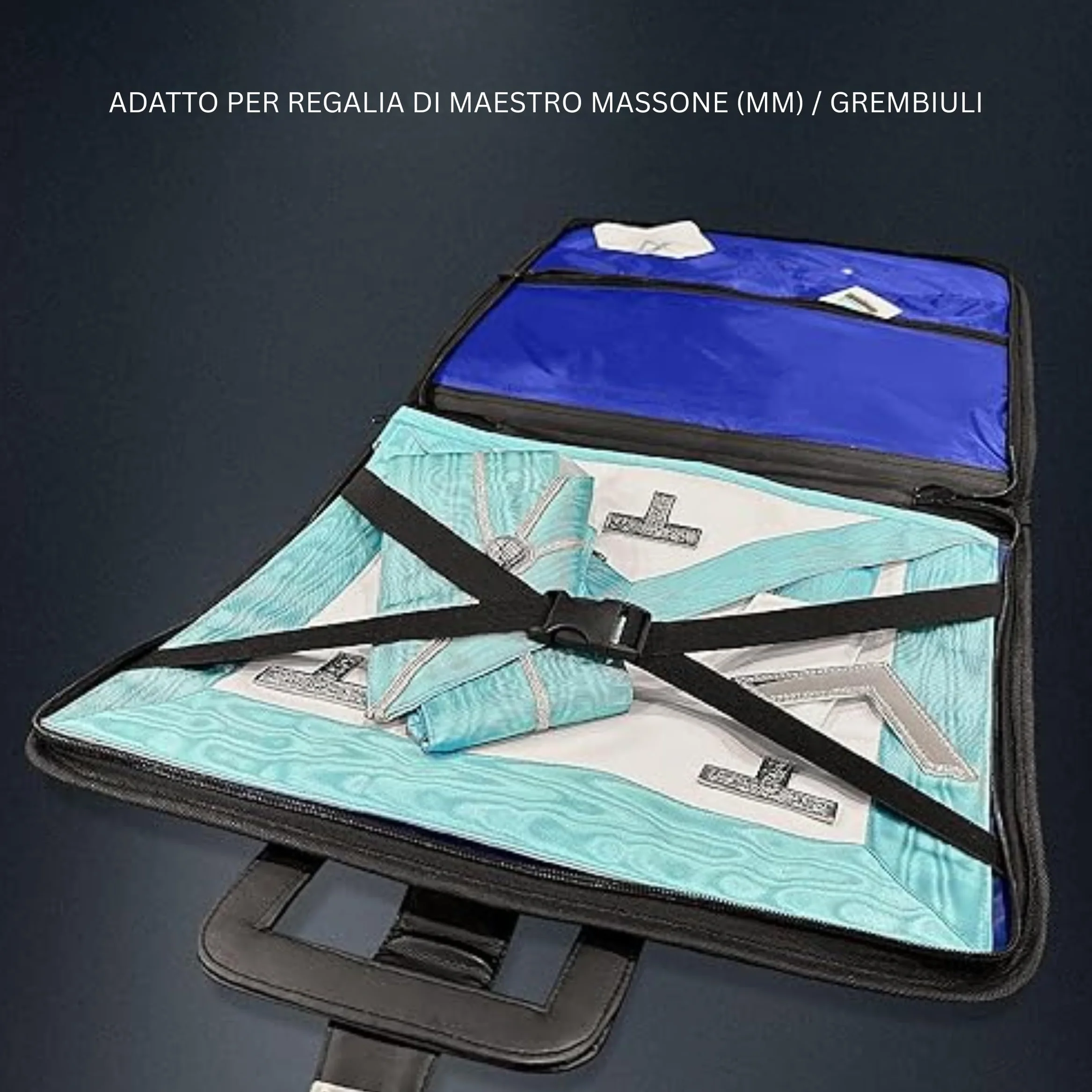 THE MASONIC COLLECTION Valigetta Master Mason MM similpelle morbida resistente all'acqua regalo massonico uomo
