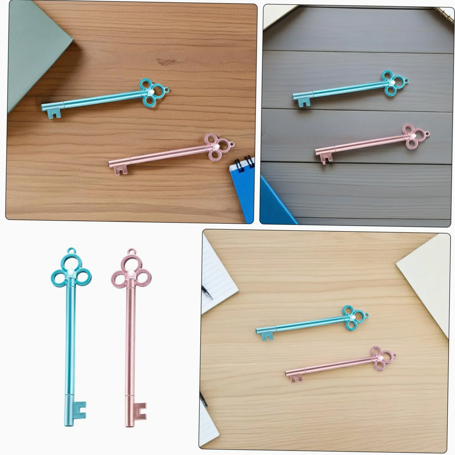 40 Pezzi 40 Penne a Sfera Gel a Forma di Chiave Blu e Rosa, Inchiostro Nero 0,5 MM, Set da 40 Pezzi, Accessori Cancelleria Retrò per Scuola e Ufficio, Regalo Creativo per Studenti