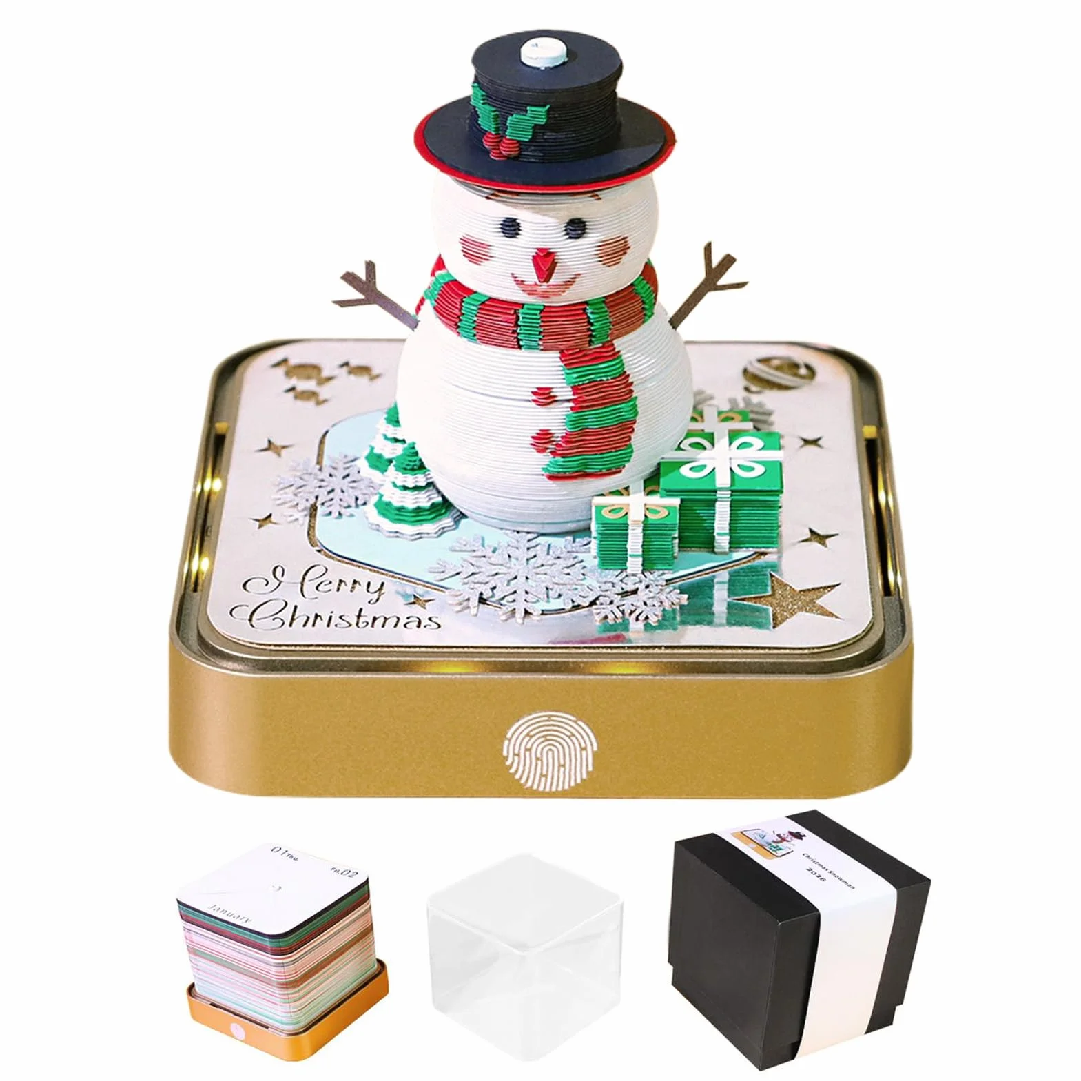 Calendario 3D - Arte Intaglio Carta Note Calendario Snowman 2026 | Decorazione Incantevole Per Taccuino,Per Soggiorno Camera Studio Scrivania Libreria Casa Scuola