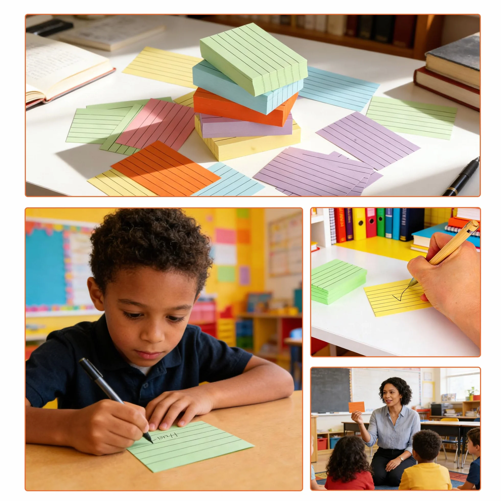 Flashcards A8 A Righe Colorate, Cartoncini per Vocabolario e Studio, 1200 PCS