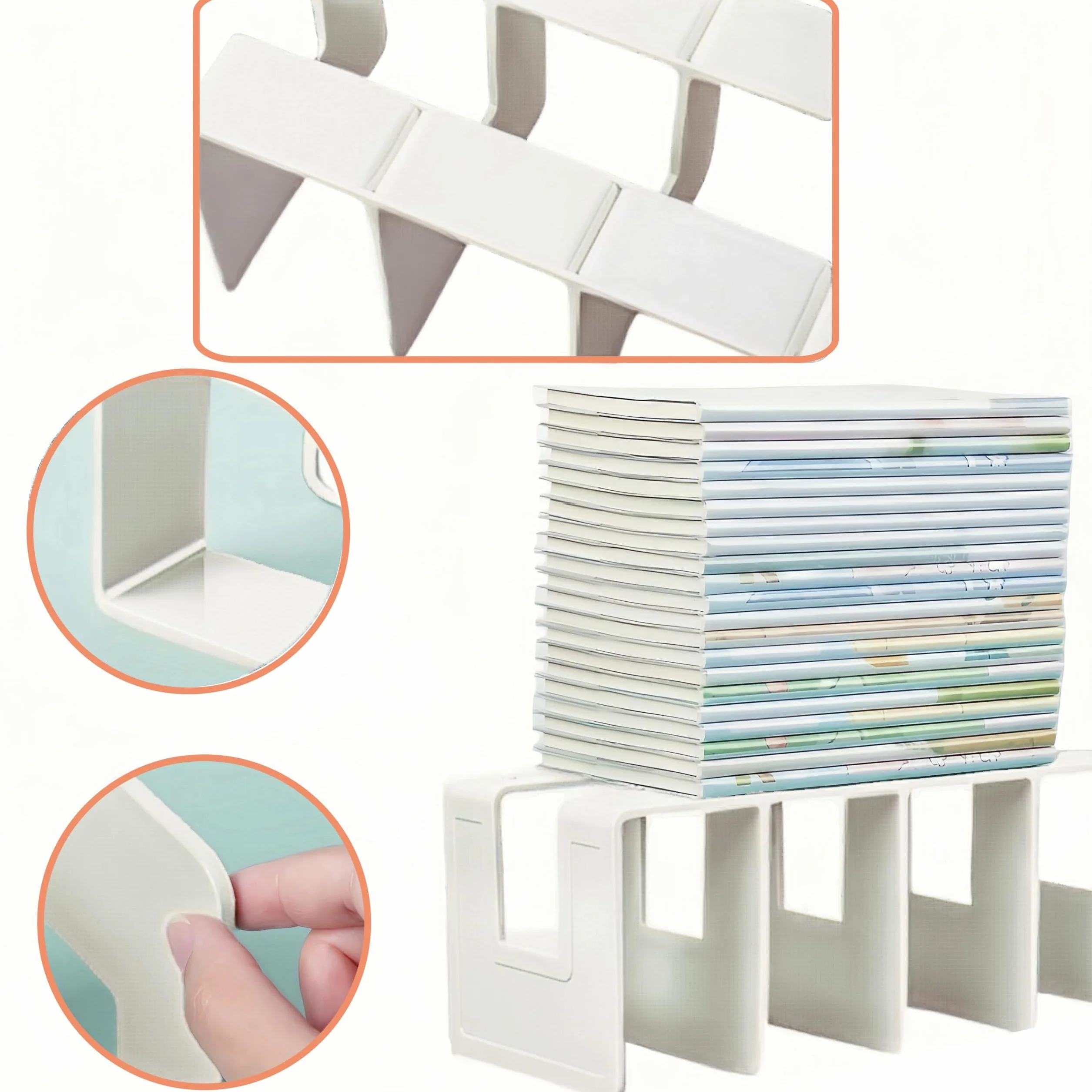 Porta Libri da Scrivania 4 Pezzi Ferma Libri Scaffale Organizer Divisori Sostegno Portatile Bianco