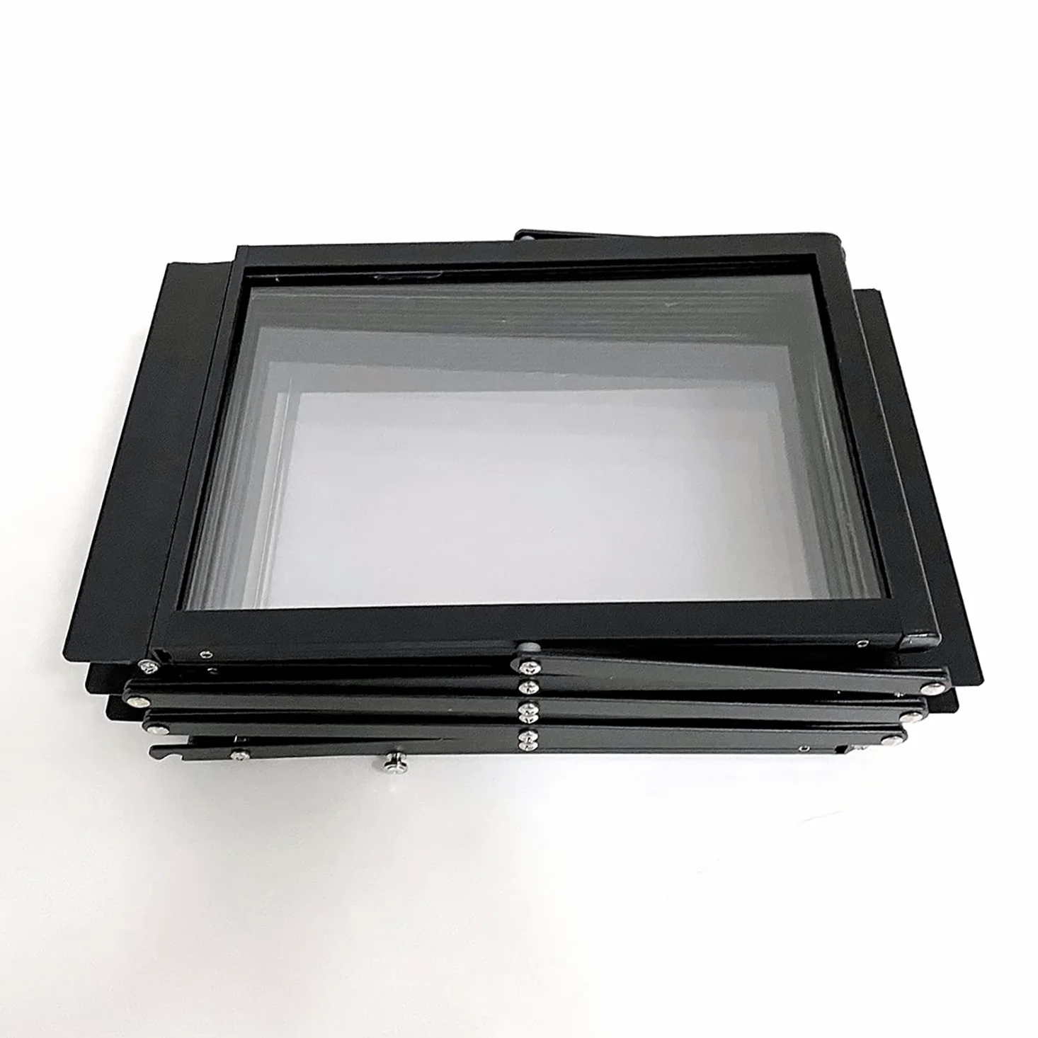 DisplayLager - Espositore per brochure, pieghevole, con valigetta in alluminio, formato verticale (Argento, A4)