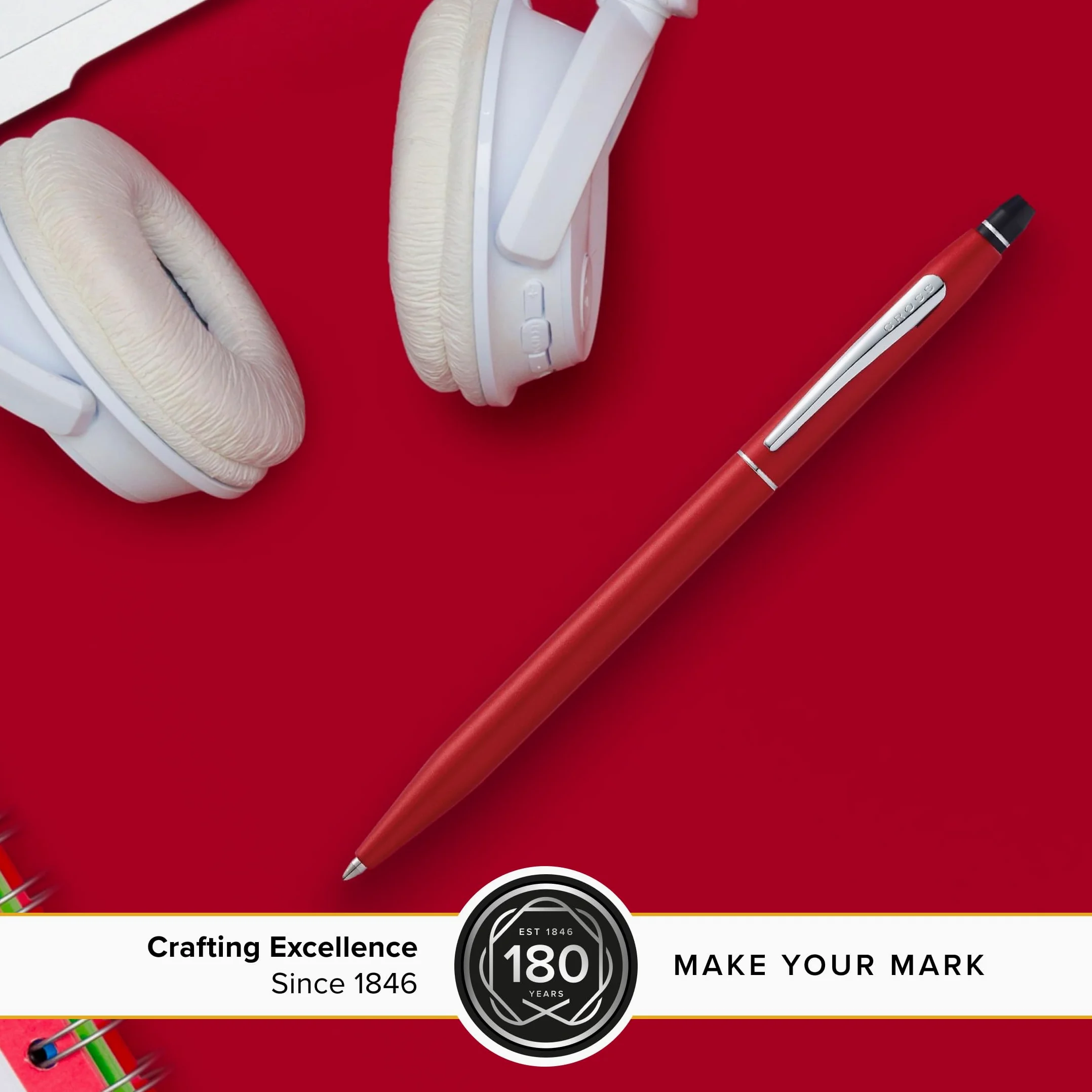 Cross Click penna roller a inchiostro gel non retrattile, Rosso Metalico