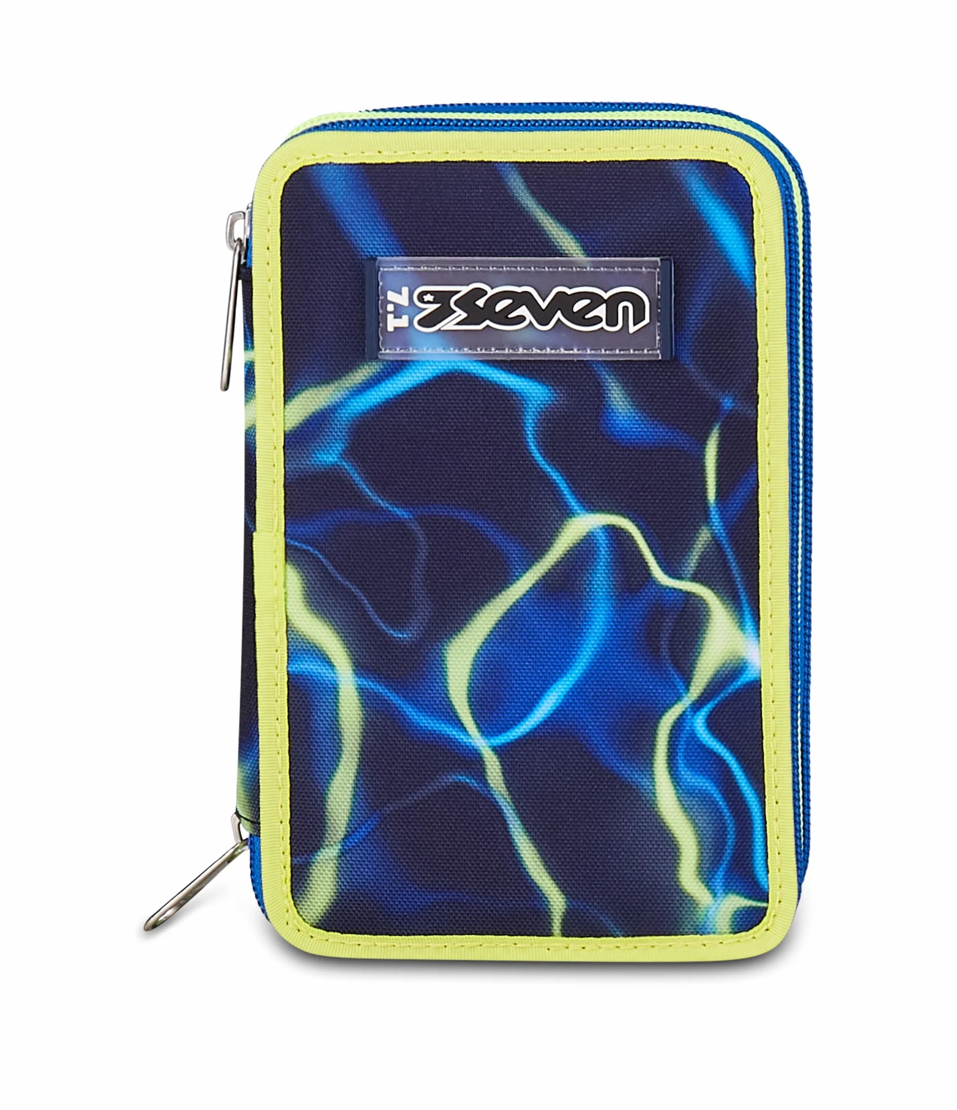 Seven Astuccio Scuola 3 zip ELECTRICVIBE BOY, Blu, Portapenne attrezzato, Triplo scomparto, 45 pezzi, Completo di penne, matite e colori, Accessori Zaino, Scuola elementare, Asilo, Per bambini