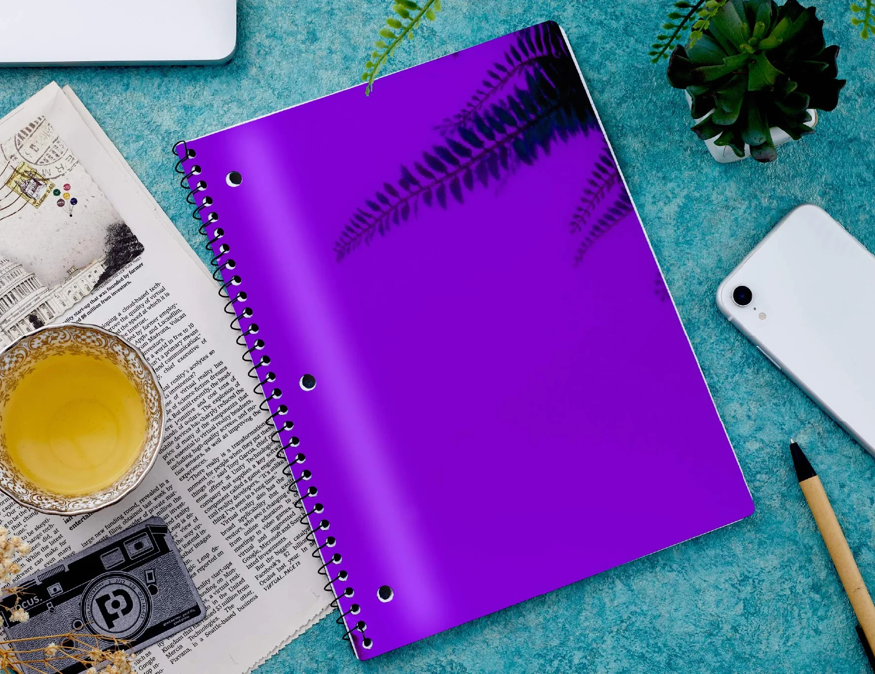 It's Academic Quaderno a spirale a righe, 1 soggetto, 80 fogli, viola metallizzato e verde acqua, confezione da 4 (21107-4 pezzi)