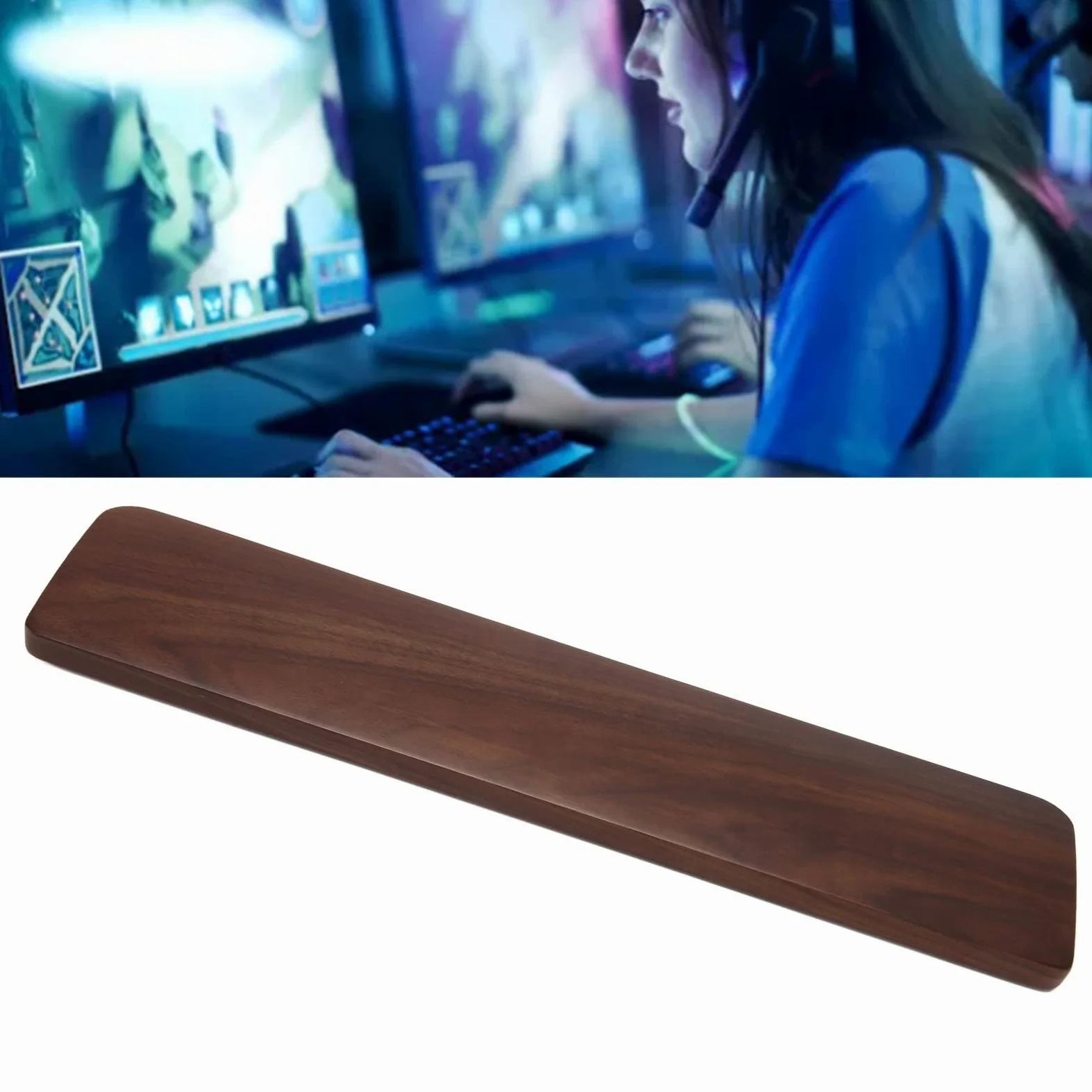 Poggiapolsi per poggiapolsi per tastiera, poggiapolsi in legno, poggiapolsi per mano in legno per giocatori programmatori lavoratori scrittori editori (87 Keys L360mm)