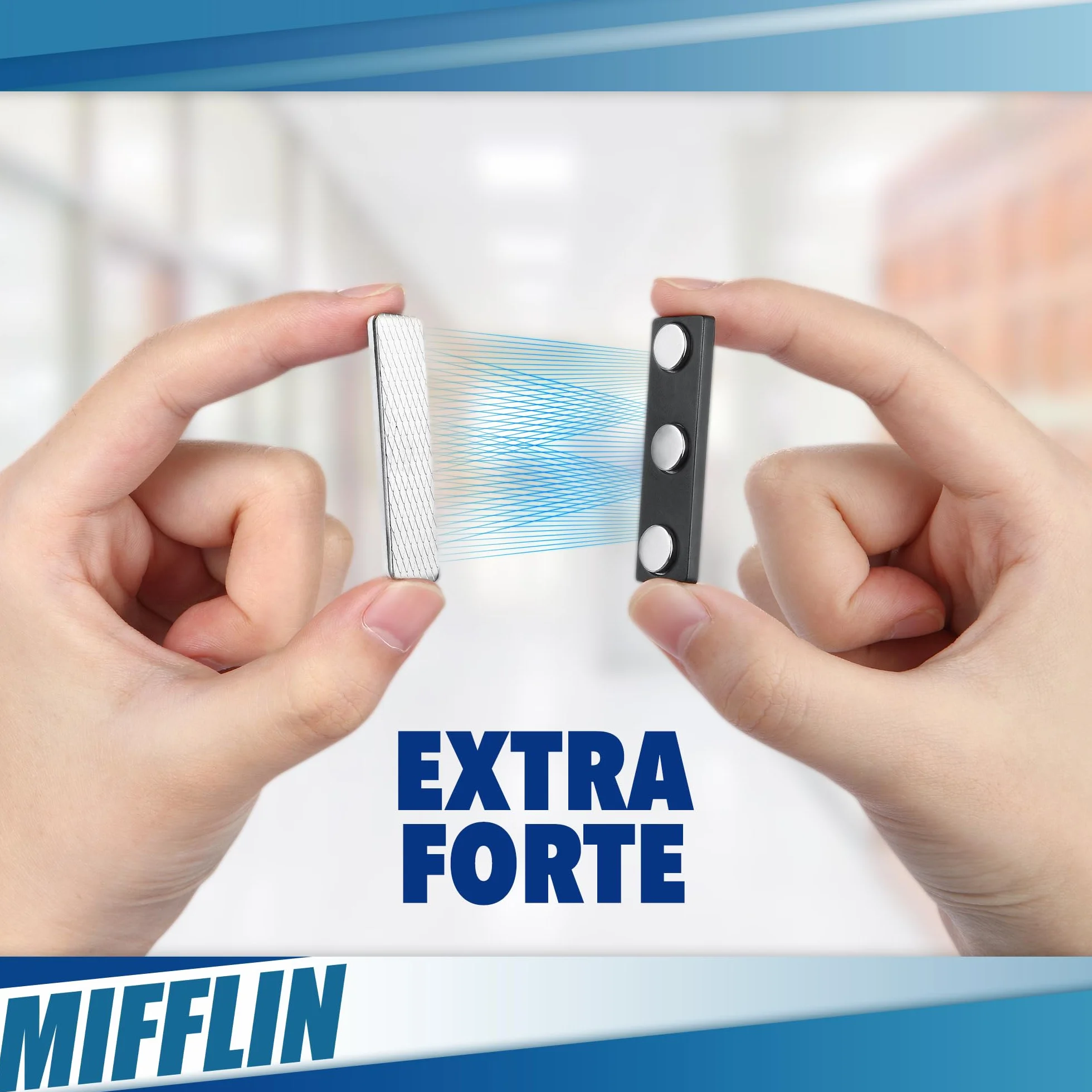 Magneti per targhette identificative Mifflin 10 badge 44,5 x 12,7 mm neodimio extra forti