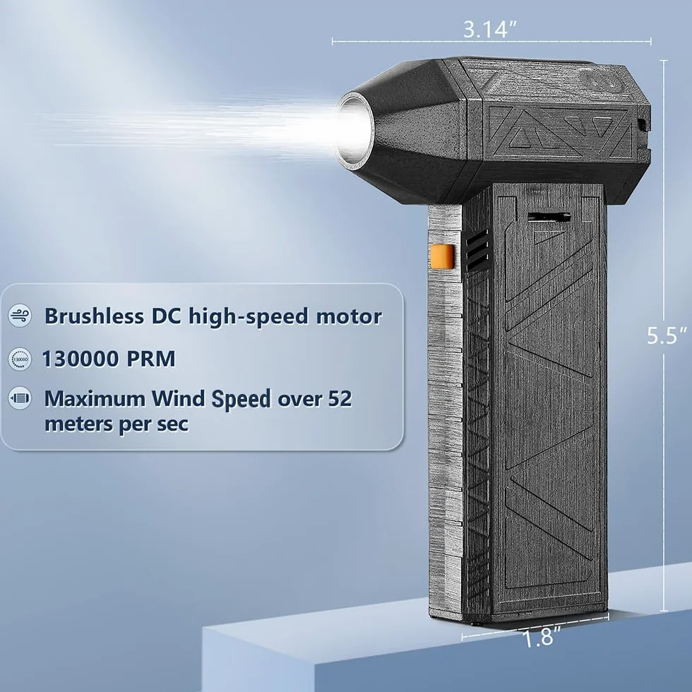 Kavolet Mini Jet, super turbocompressore, potente soffiatore a secco, 130.000 giri/min, spray ad aria compressa con velocità regolabile, rimozione della polvere per auto, computer di casa, obiettivo