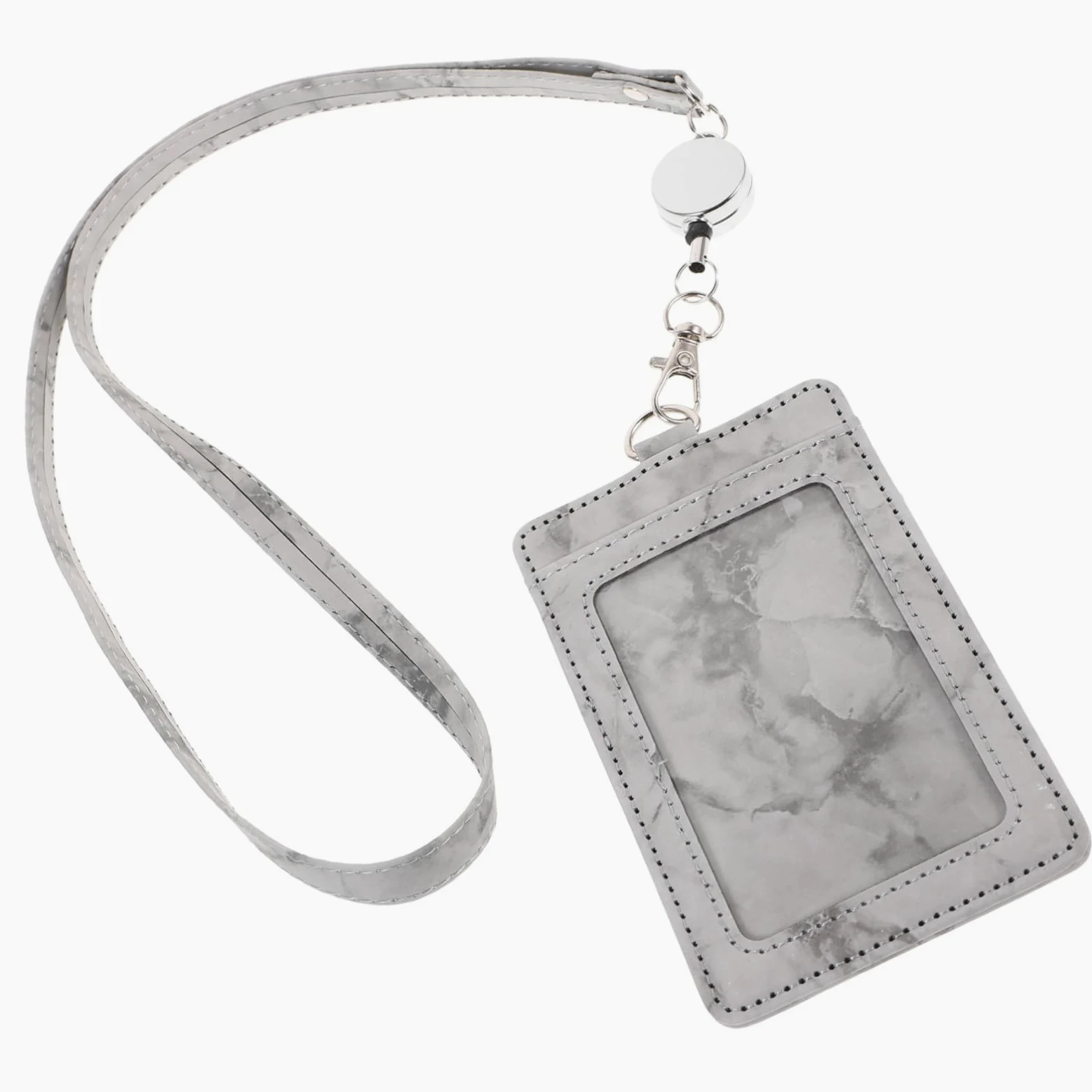 SHINEOFI 5sets Porta Badge Verticale Con Lanyard Rimovibile Porta Tessere Id Pu Con Design Elegante e Stile Marmo Per Ufficio Scuola e Eventi