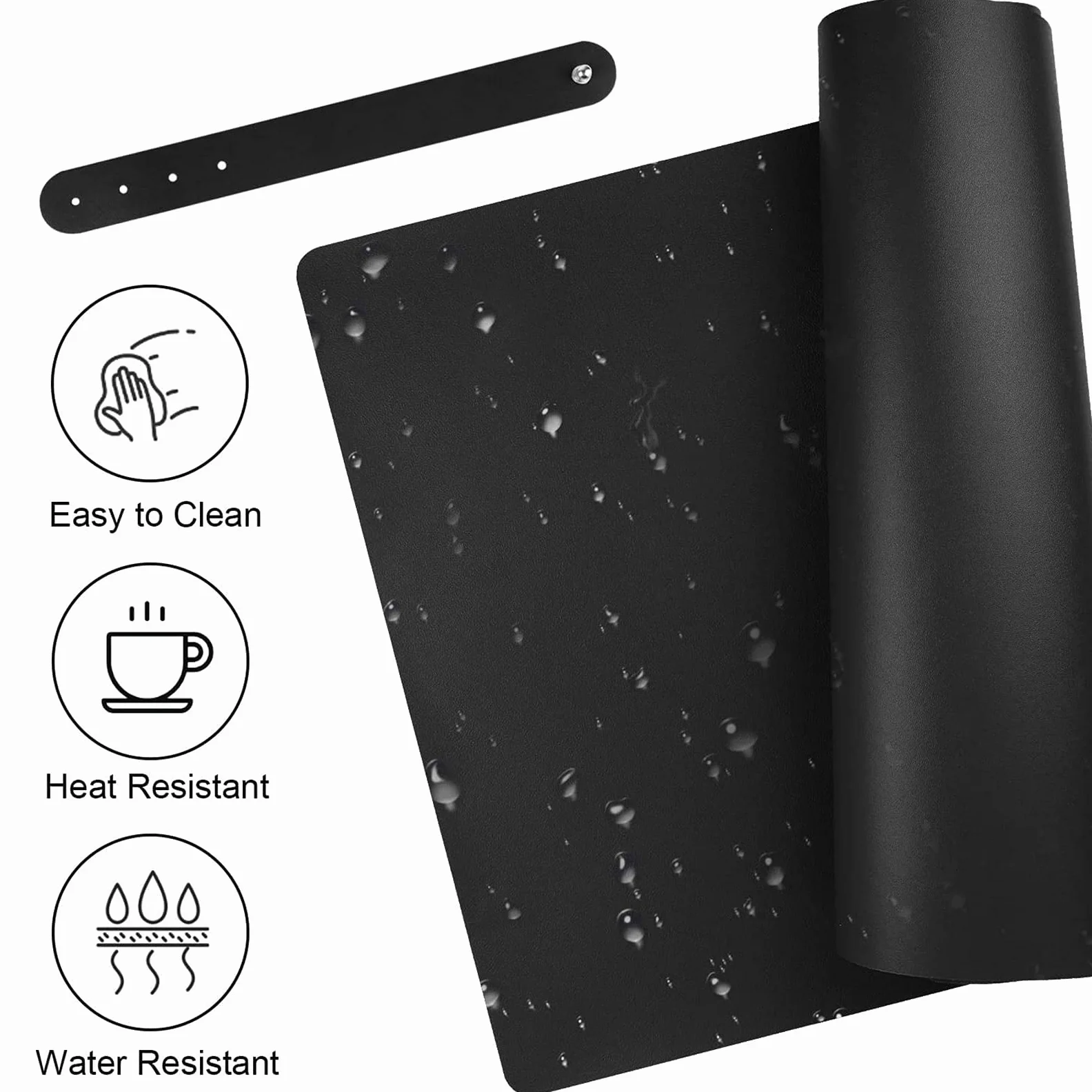 Tappetino da Scrivania, Multifunzionale Tappetino per Mouse Impermeabile in Similpelle per Ufficio E Uso Domestico Doppia Facciata Nero + Nero 130x160cm/51.18x62.99in