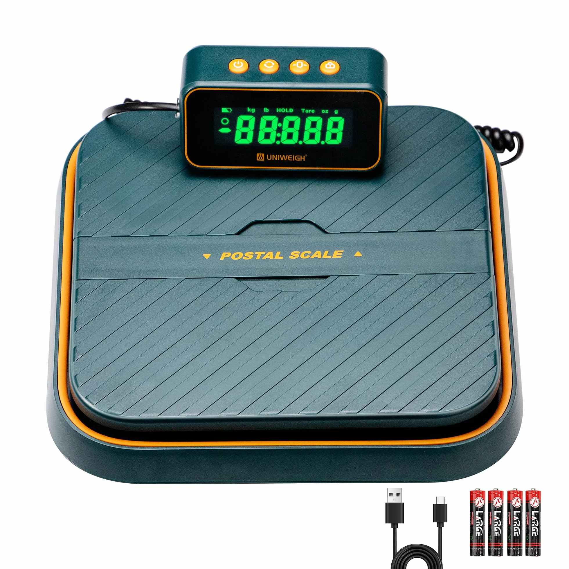 UNIWEIGH Bilancia postale digitale per pacco, 86 lb/0,1 oz per pacco-funzione di mantenimento e tara, bilancia di affrancatura, supporto pieghevole per bilancia postale, include batterie e cavo USB