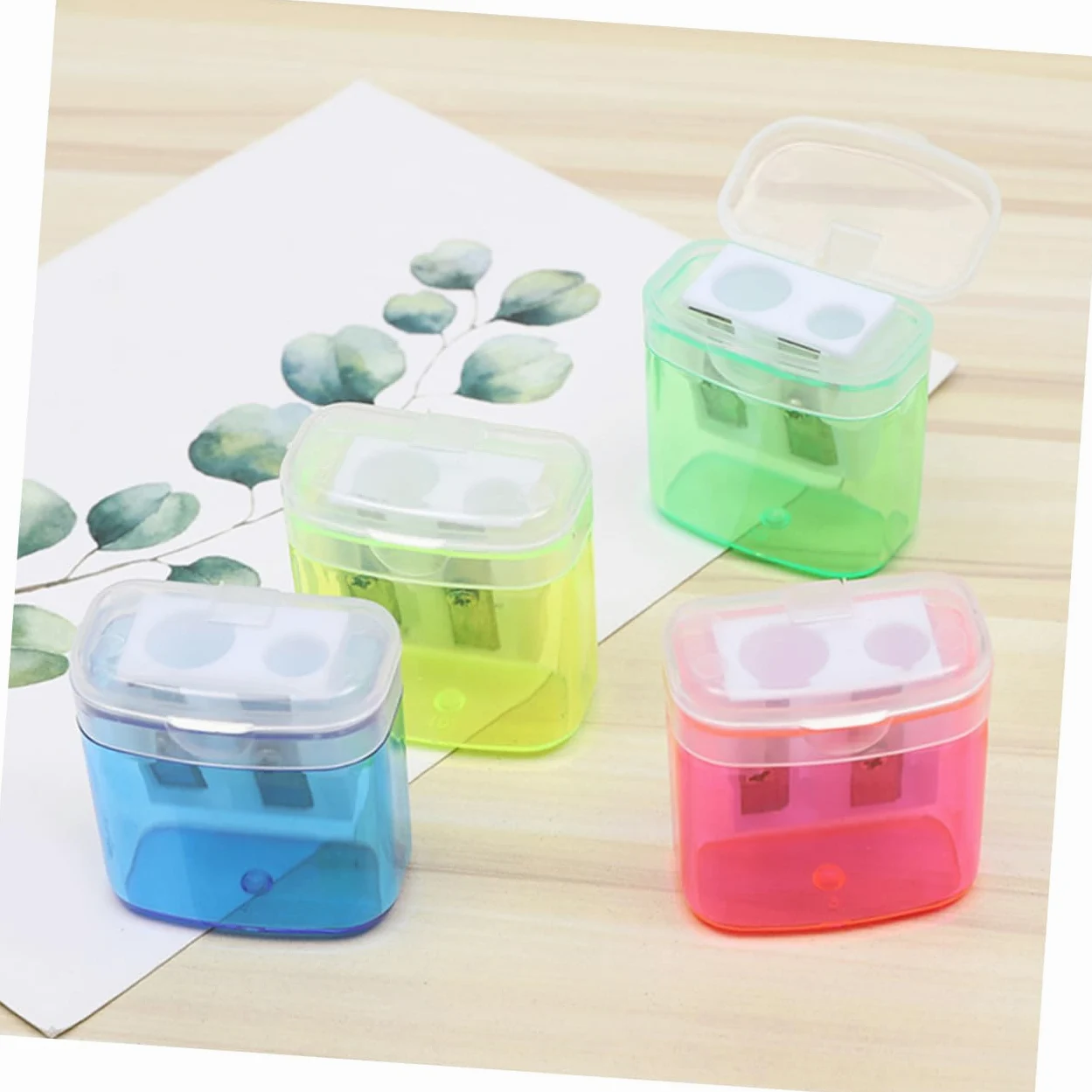 Appuntalapis Manuale a Doppia Punta 48 Pezzi in Plastica con Coperchio | Festa Scuola Decor, Strumenti per Temperare, Comodi Temperamatite Manuali, Facile da Portare