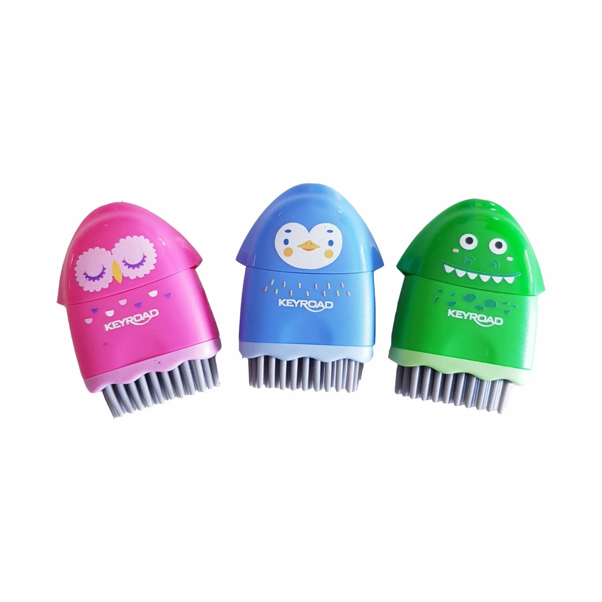 KEYROAD Temperamatite ergonomico singolo ROCKY-DOCKY 3 in 1 con gomma e pennello plastica lame in acciaio colori misti