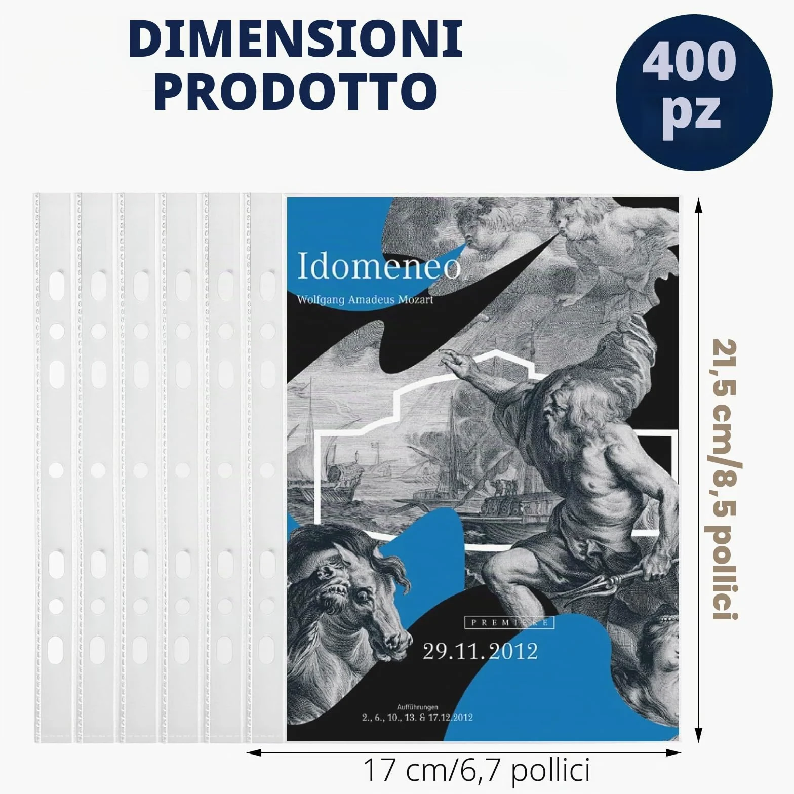 APACALI 600 pezzi Buste trasparenti formato A5, buste per prospettiva A5 ultra trasparenti con foratura, buste per prospettiva extra resistenti, buste trasparenti con apertura superiore, buste in