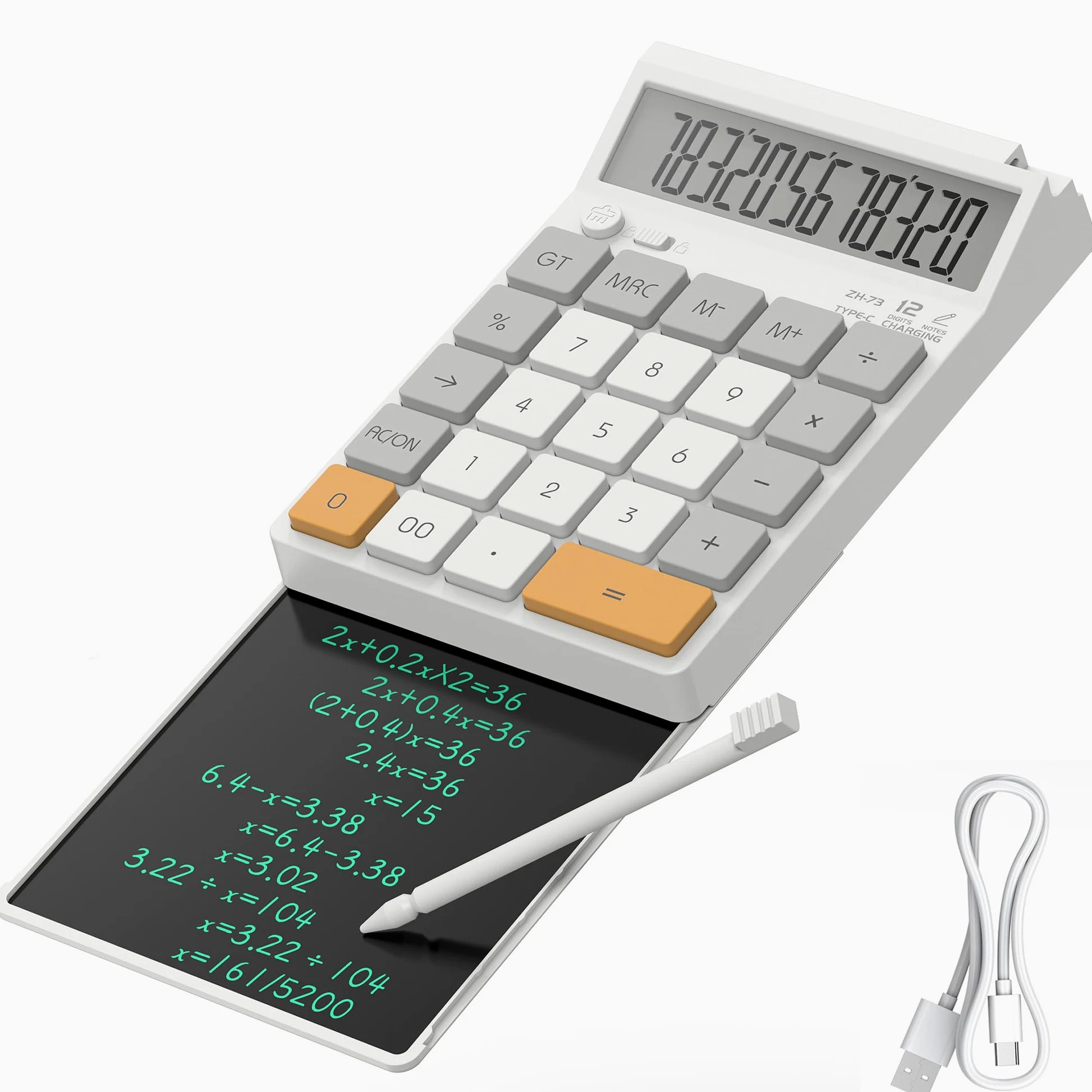 Calcolatrice da tavolo con blocco di scrittura, ampio display a 12 cifre, angolo di visione ergonomico di 45°.