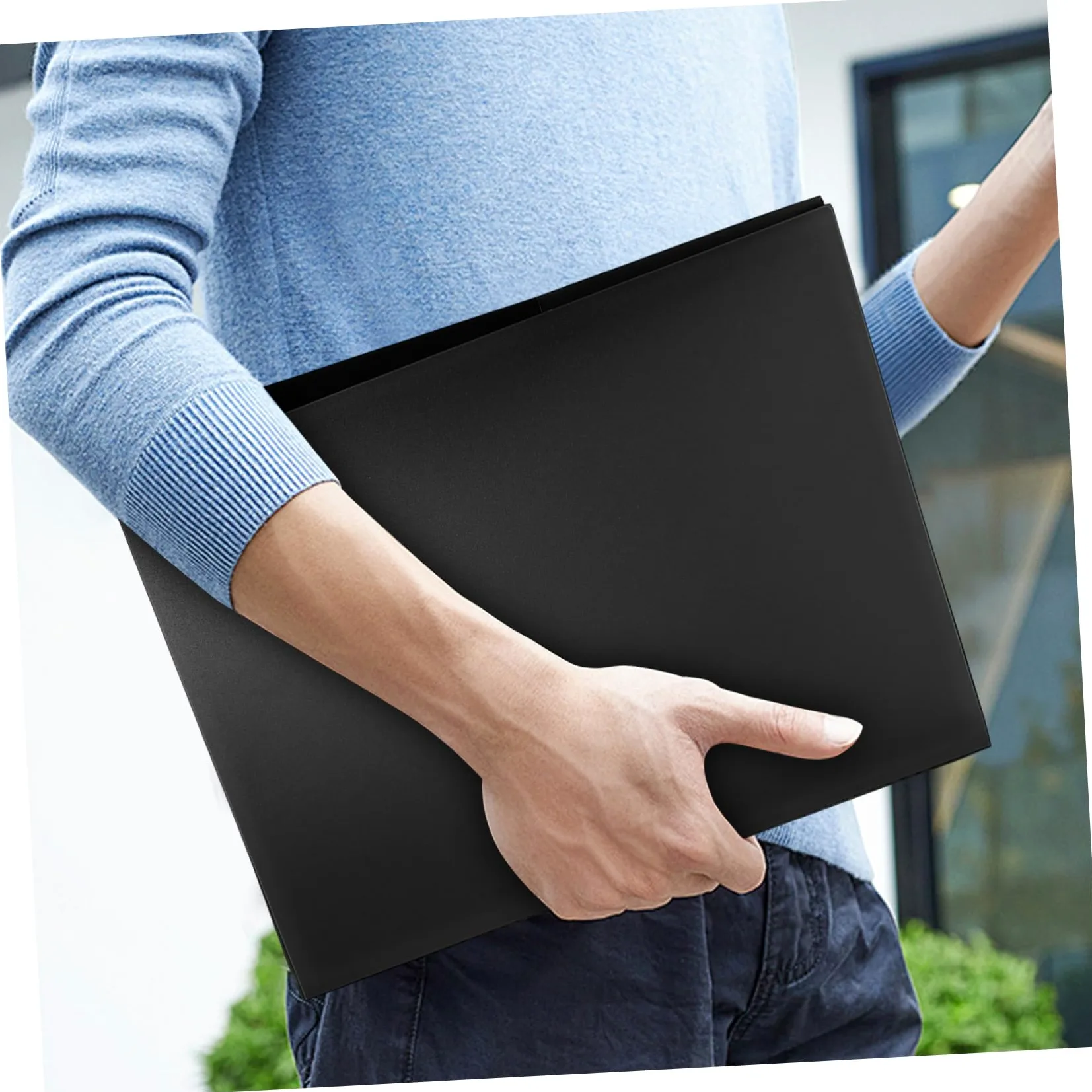 12 pezzi Cartelline Portadocumenti in Plastica Nera Organizer con Doppie Tasche e Porta Biglietti da Visita Protezione Documenti Resistente Pieghe Elegante e Leggero per Ufficio e