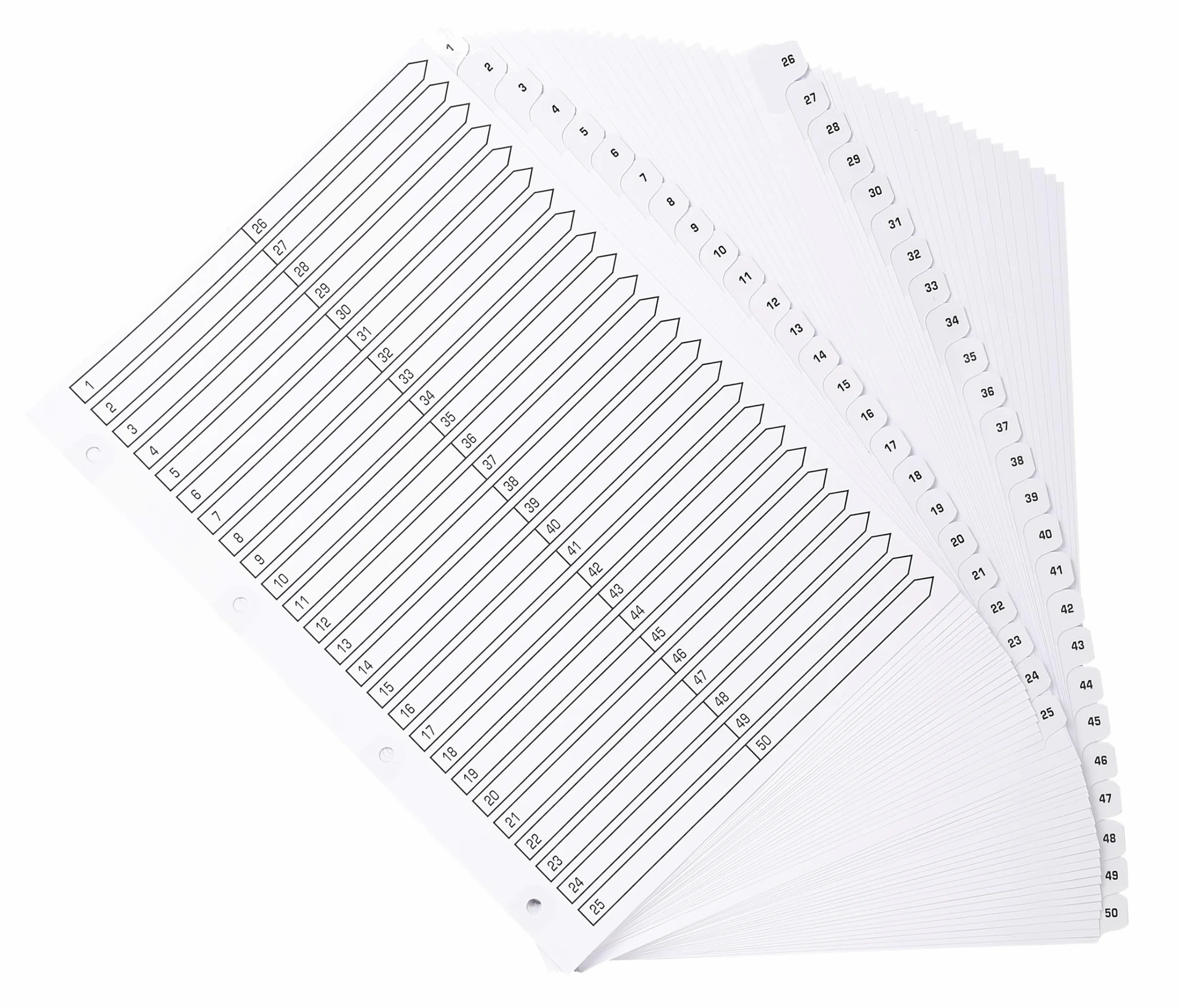 Exacompta 4 divisori cartoncino bianco 50 tacche numeriche 1-50 A4
