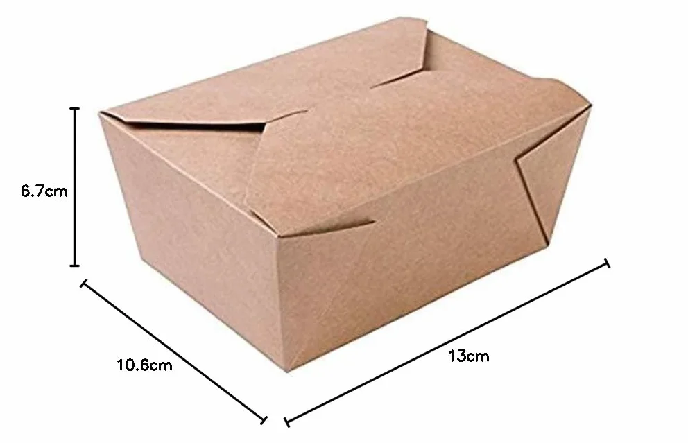 Scatola di carta Kraft usa e getta 13x10.6x6.7 cm 50 Pezzi contenitori alimenti caldi e freddi biodegradabili