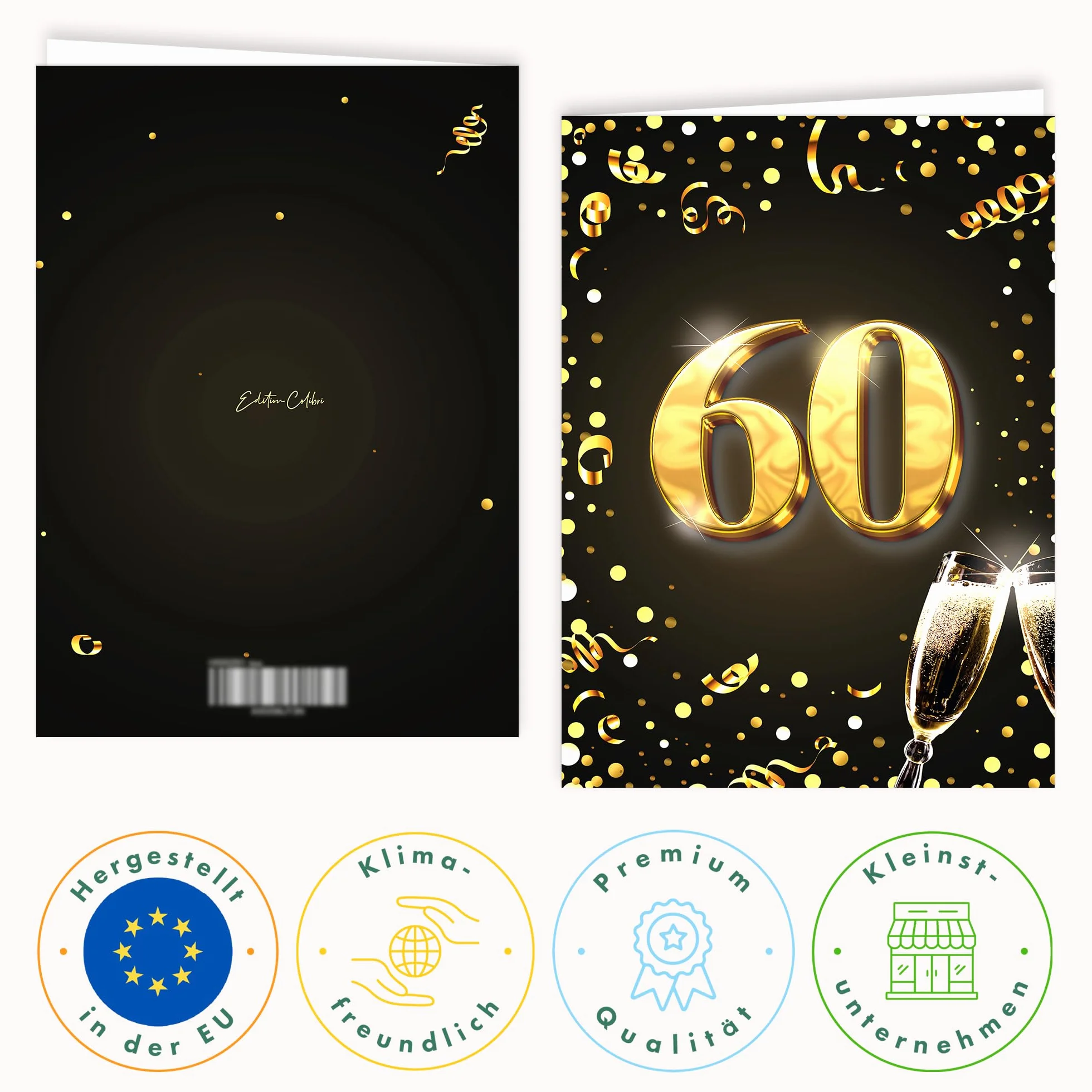 Biglietto di auguri XXL 60° compleanno formato A4 con busta oro