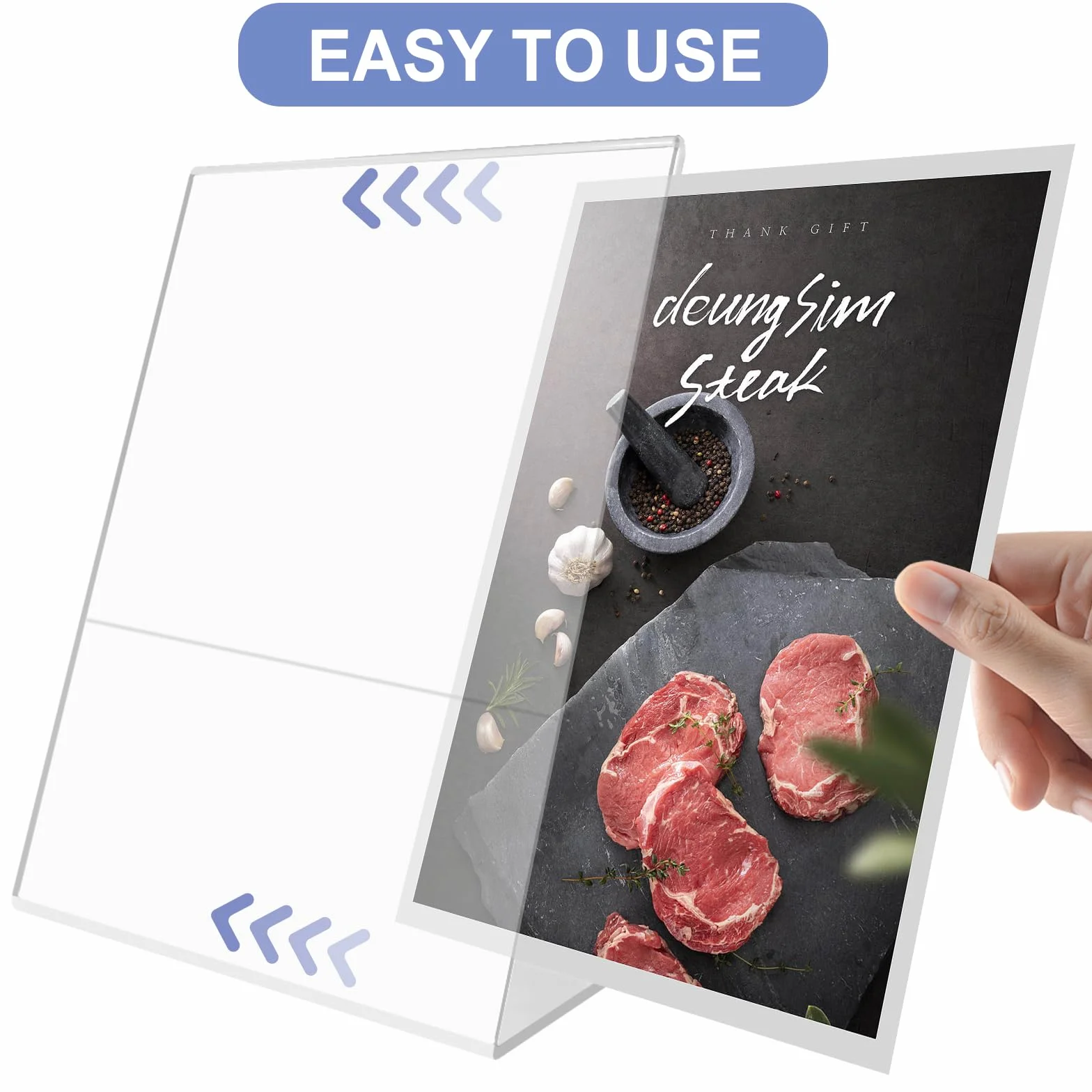 Flow fire Set di Espositore, Espositore Pubblicitario Forma di L, Acrilico Trasparente Cavalletto da Tavolo, Supporto per Menu (A4-L-5)