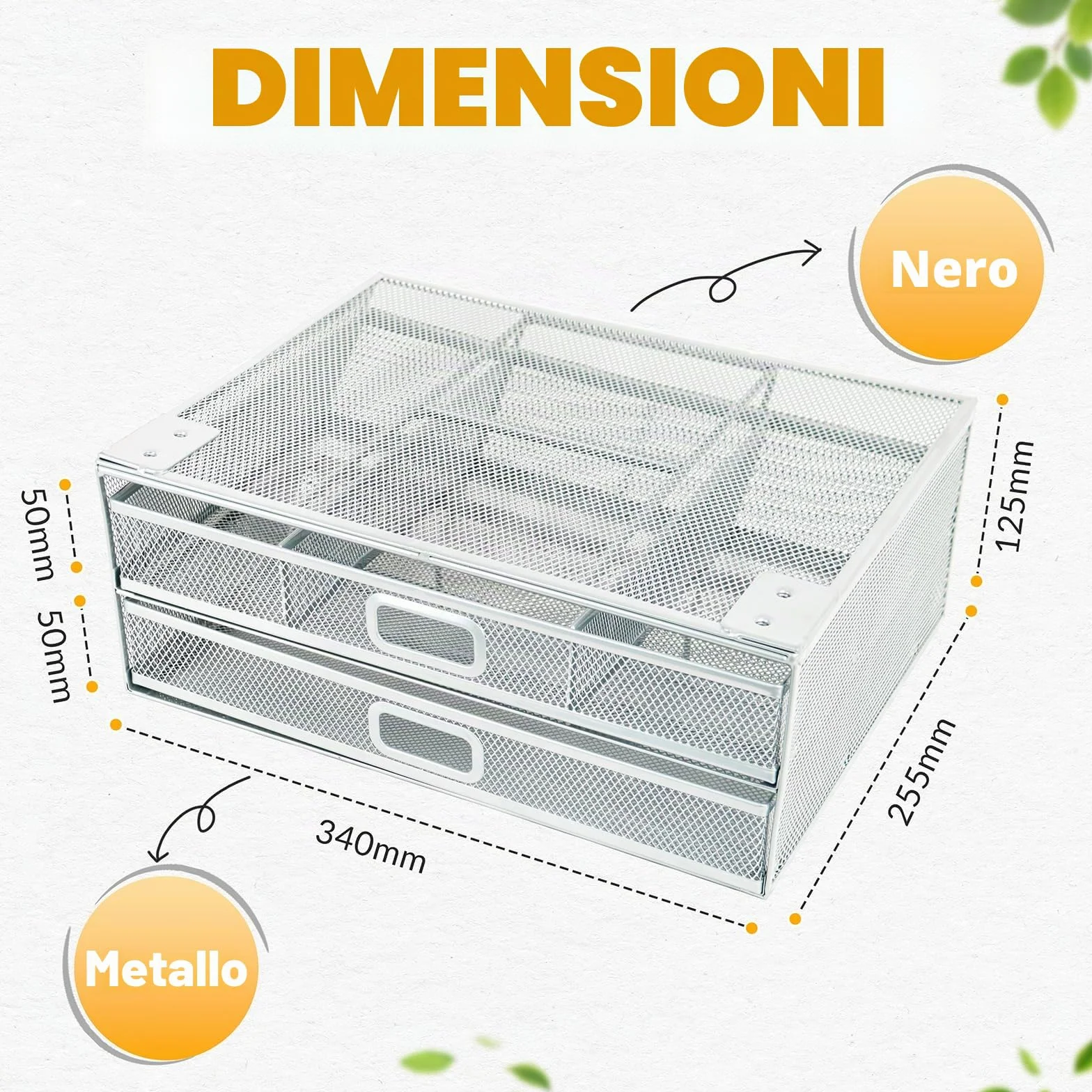 Cassetto sotto scrivania rinforzato 2 cassetti scorrevoli A4 organizer portaoggetti metallo