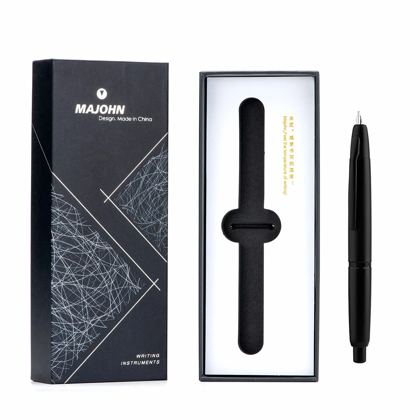 Majohn A1 Penna Stilografica Retrattile Pennino Extra Fine Metallo Nero Opaco