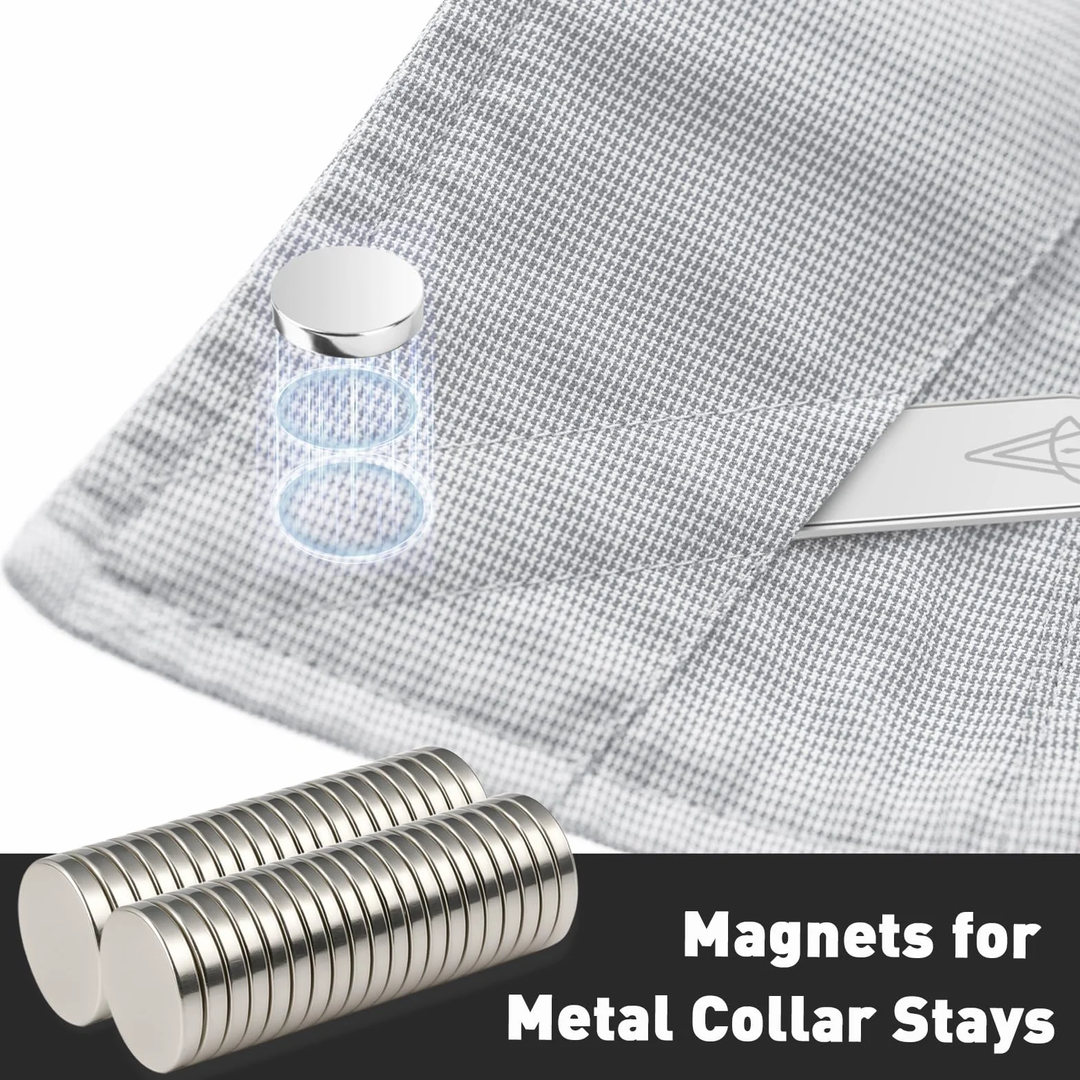 Magneti per stecche colletto in metallo 10×2 mm, potenti magnetiche confezione regalo