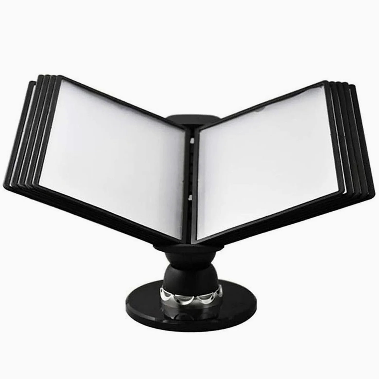 Portadocumenti da scrivania regolabile in PVC e metallo | Espositore da ufficio nero da 10/20 pagine: organizer di riferimento(10 pages)