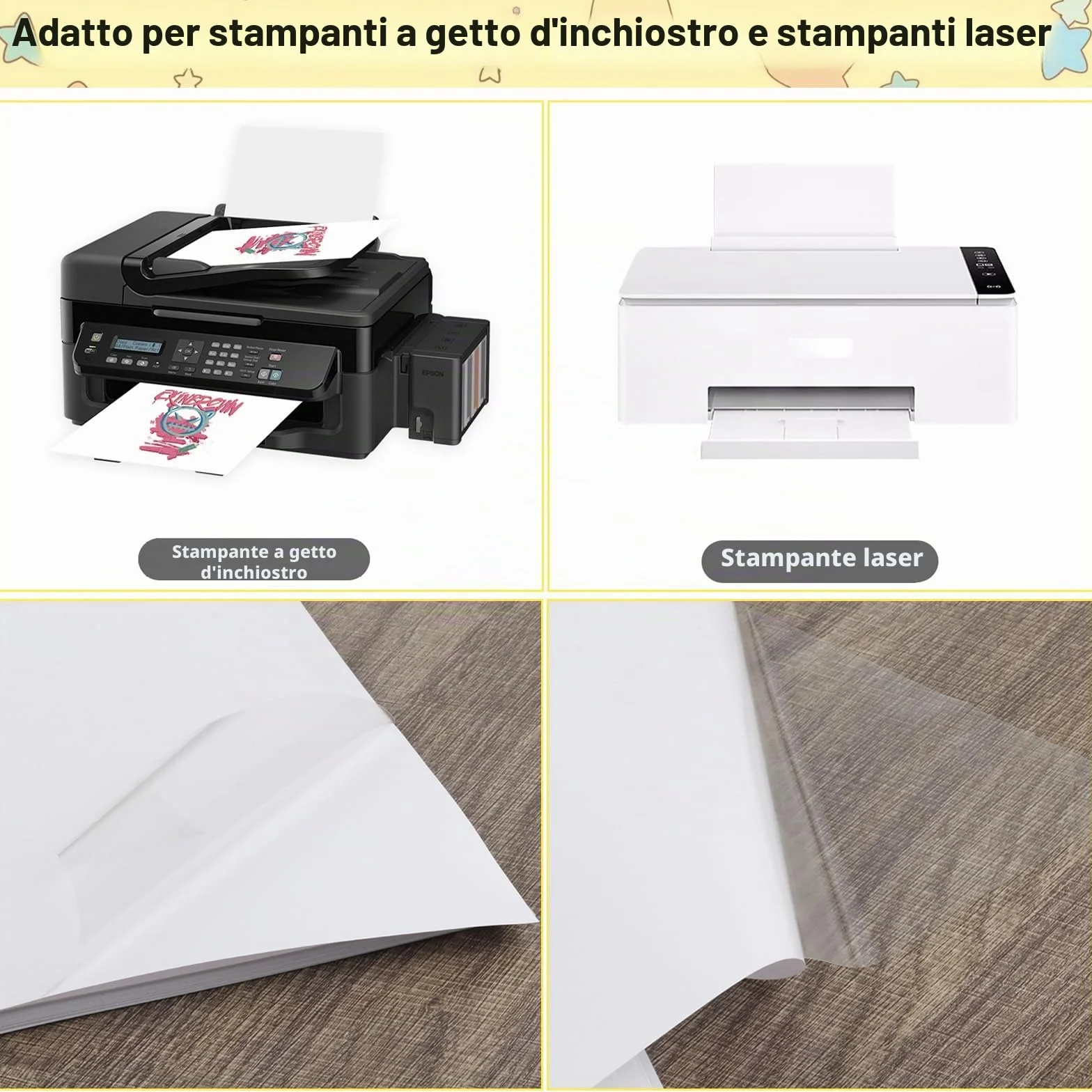 Pellicole adesive in vinile A4 per stampa a getto d'inchiostro, 20 fogli