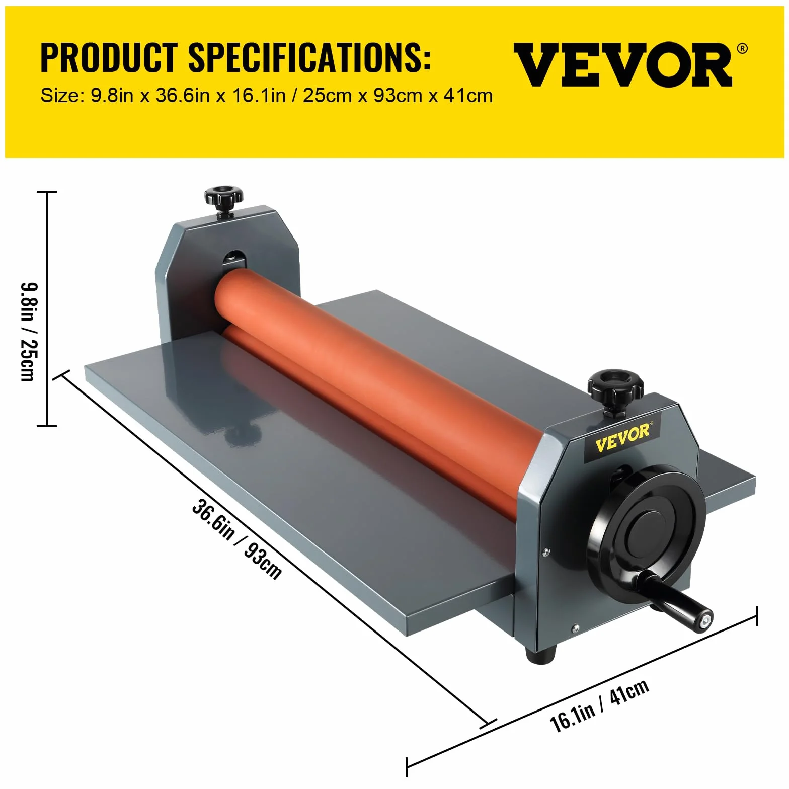 VEVOR 750mm Laminatrice a Freddo Manuale 39 Pollici Plastificatrice a Freddo Manuale Laminatore a Freddo a 4 Rulli Gomma Morbida E Alla Superficie Liscia