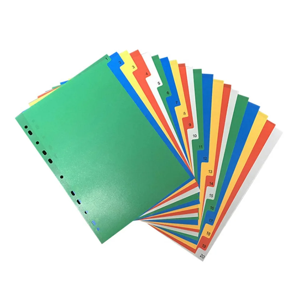 NUOBESTY 40Pcs A4 Divisori per Indice Raccoglitore Pagina di Indice Inseribile Schede per Raccoglitori Colorati per Agenda Notebook Diario di Viaggio