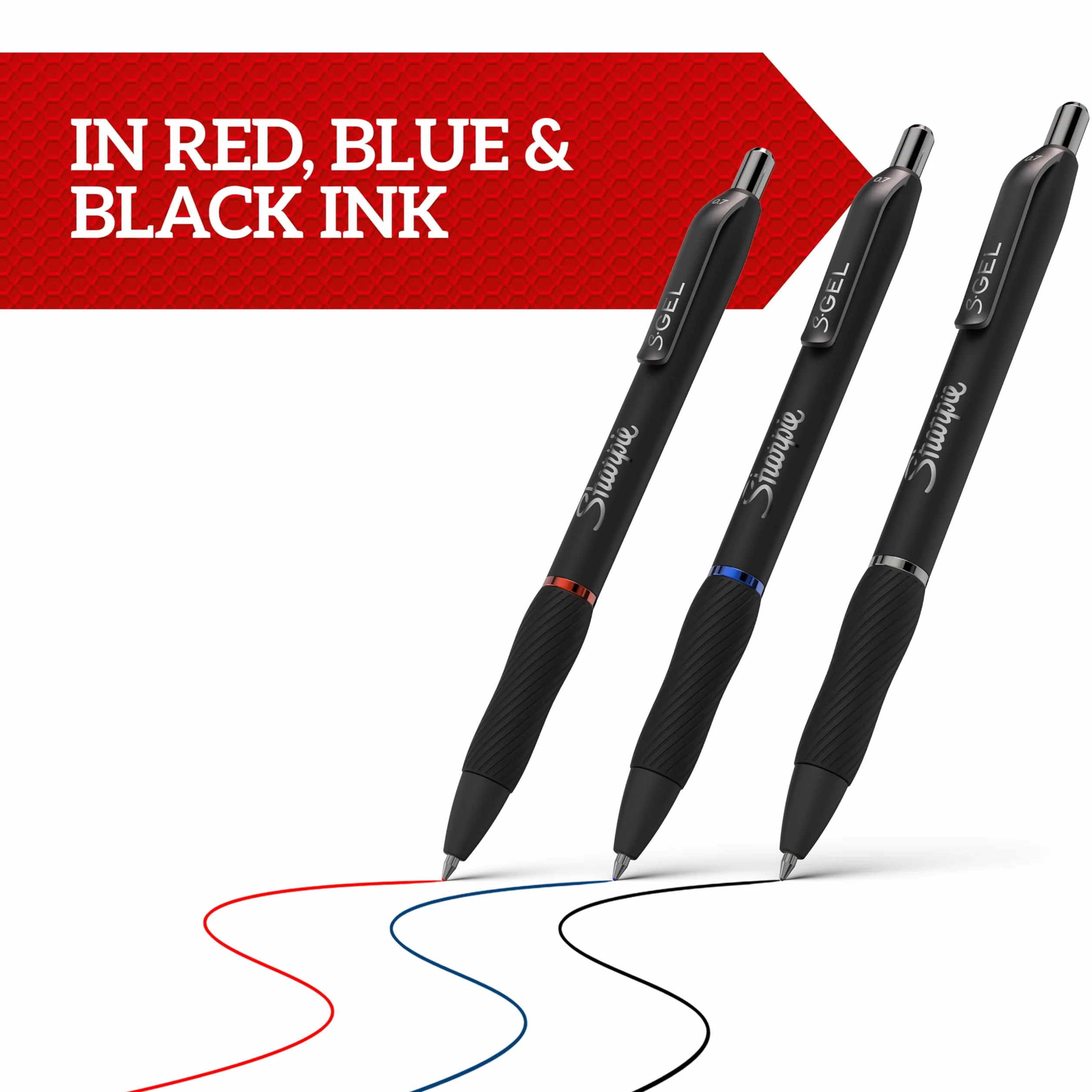 Sharpie S-Gel | Penne gel | Punta media (0,7 mm) | Inchiostro nero | Confezione da 12